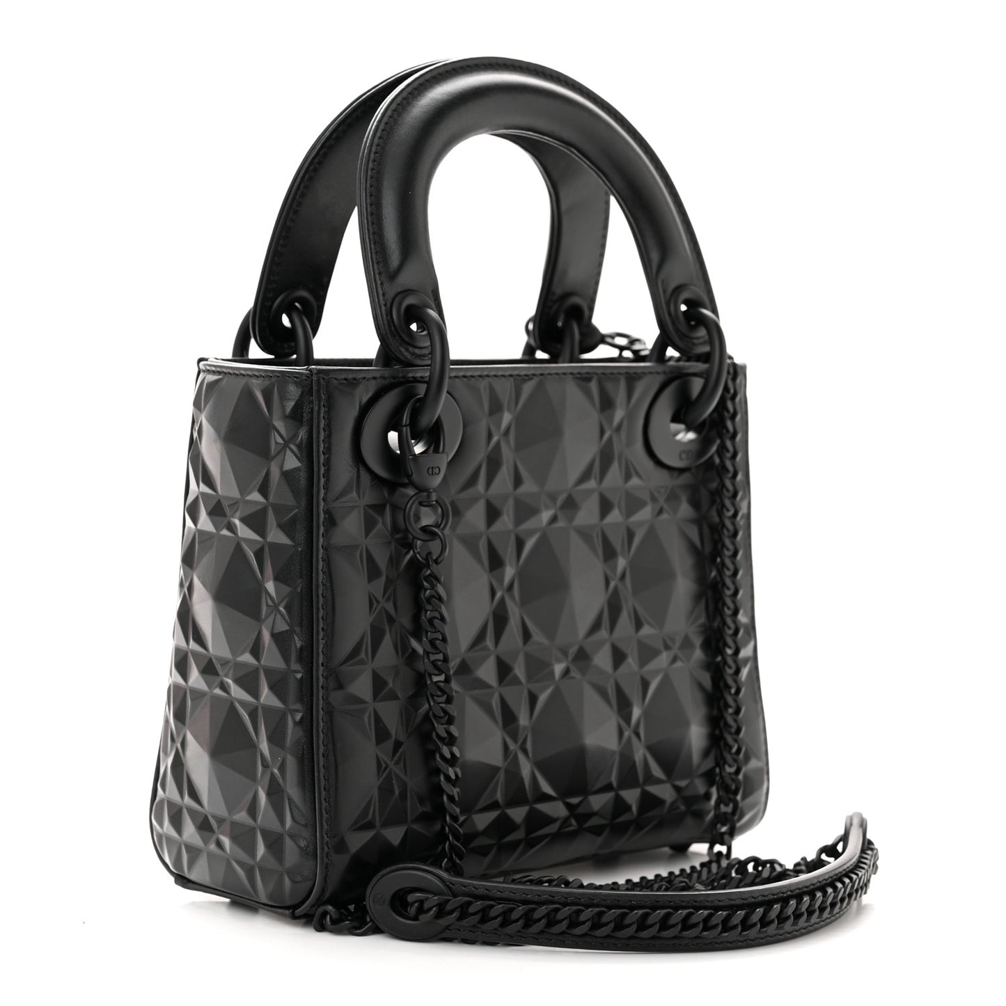 Calfskin Diamond Cannage Mini Lady Dior Black