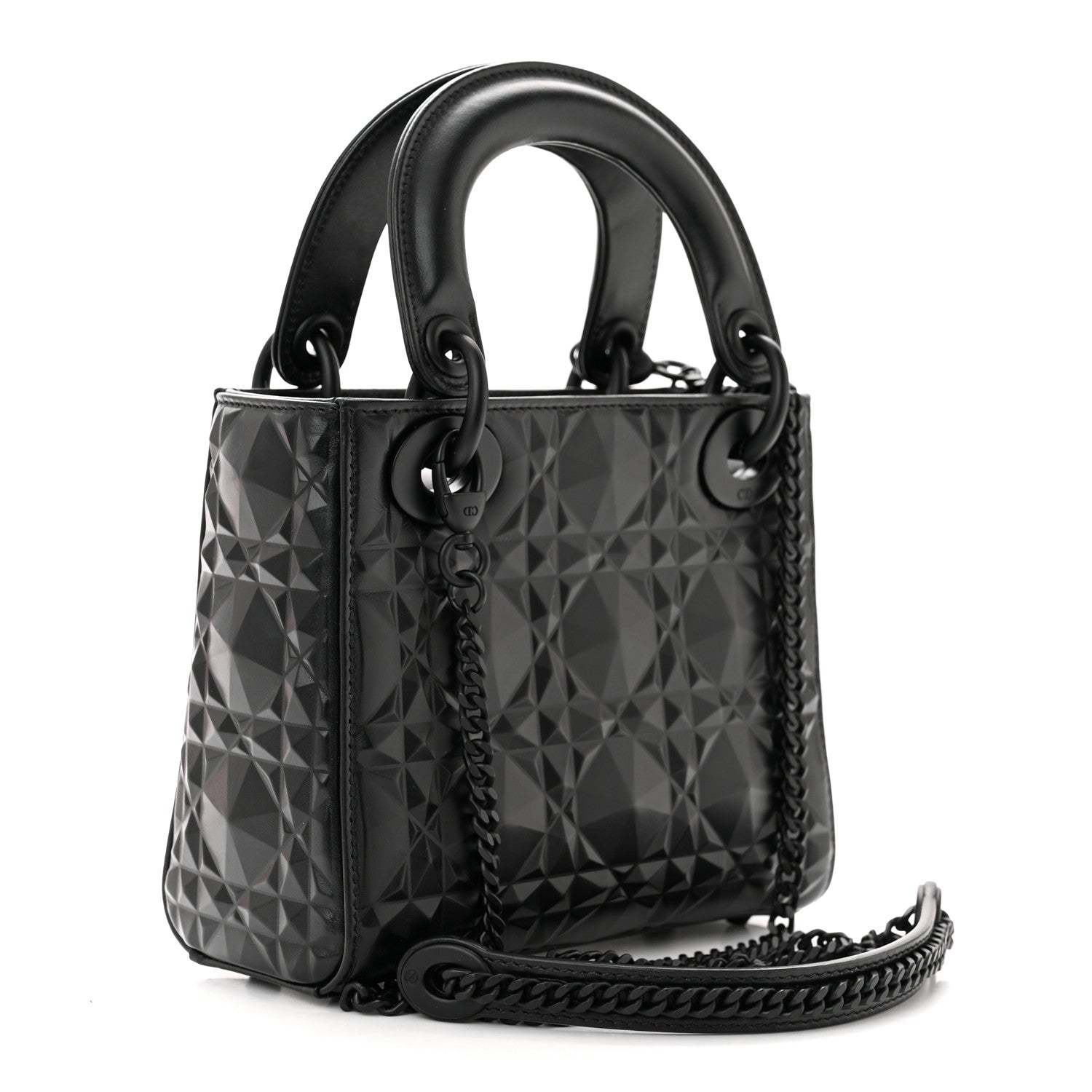 Christian Dior Calfskin Diamond Cannage Mini Lady Dior Black 3 of 12