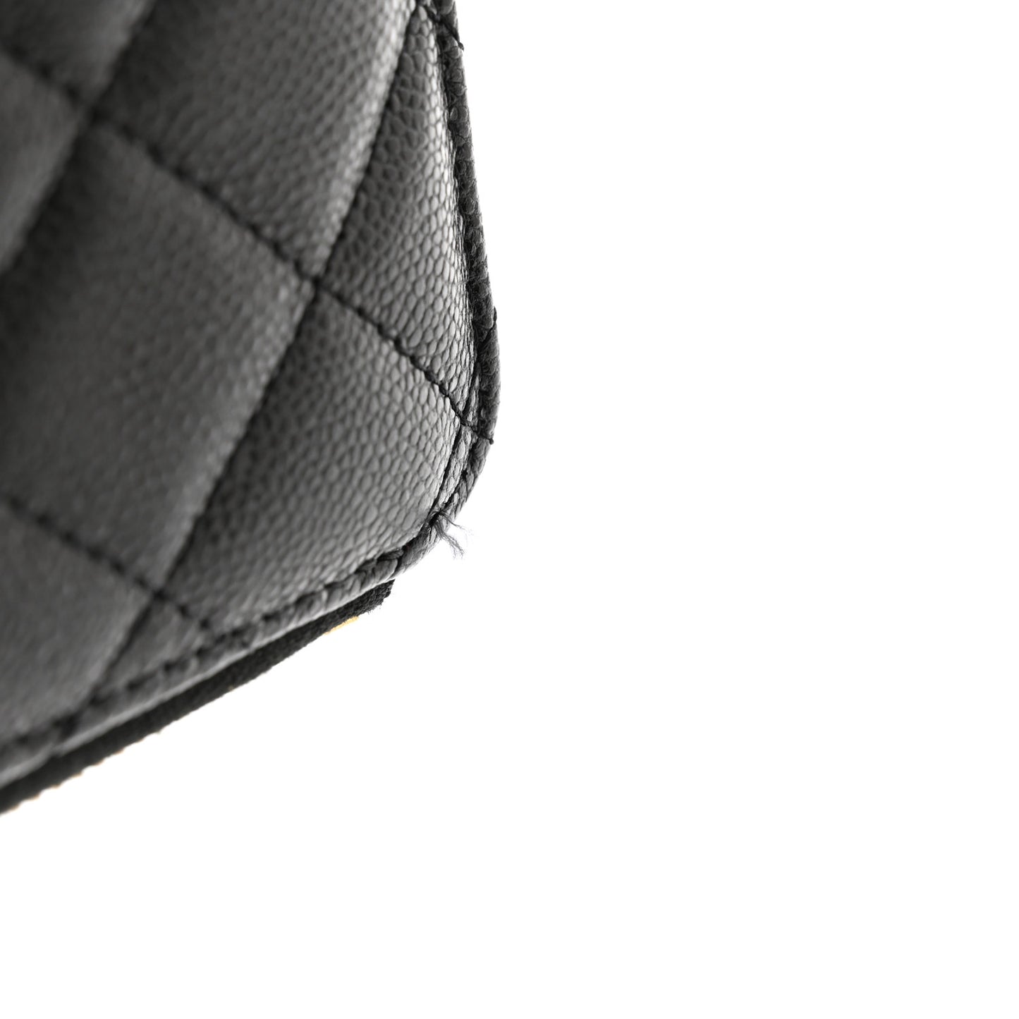 Caviar Quilted Flap Zip Pouch Black