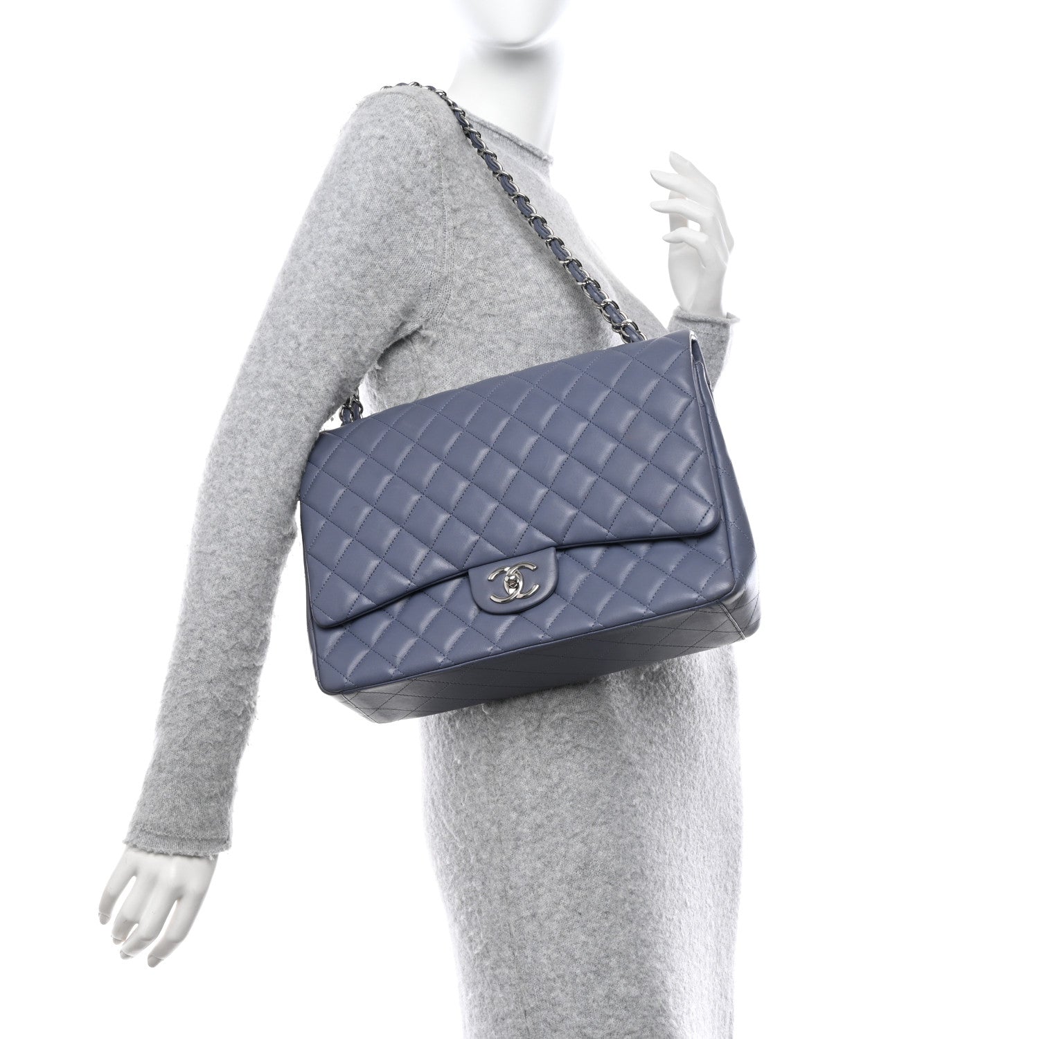 Chanel Lambskin Quilted Maxi Double Flap Light Purple 2 of 11