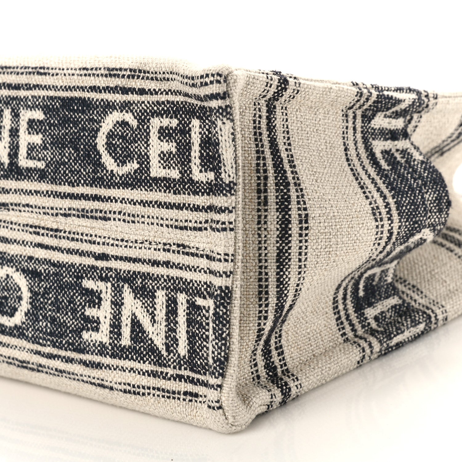 Celine Jacquard Striped Large Cabas Thais White Black 8 of 9