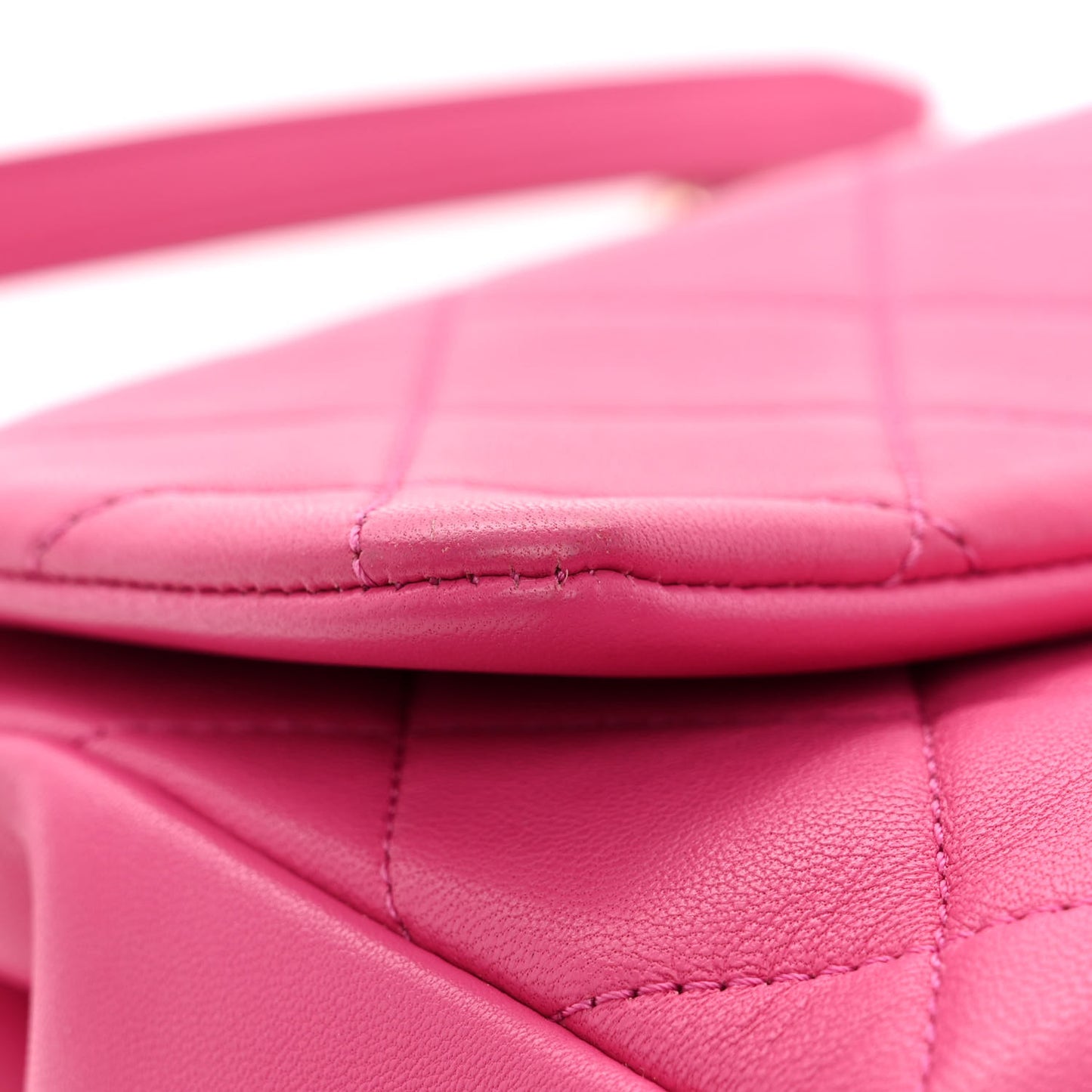 Lambskin Quilted Resin Bi-Color Chain Flap Bag Pink