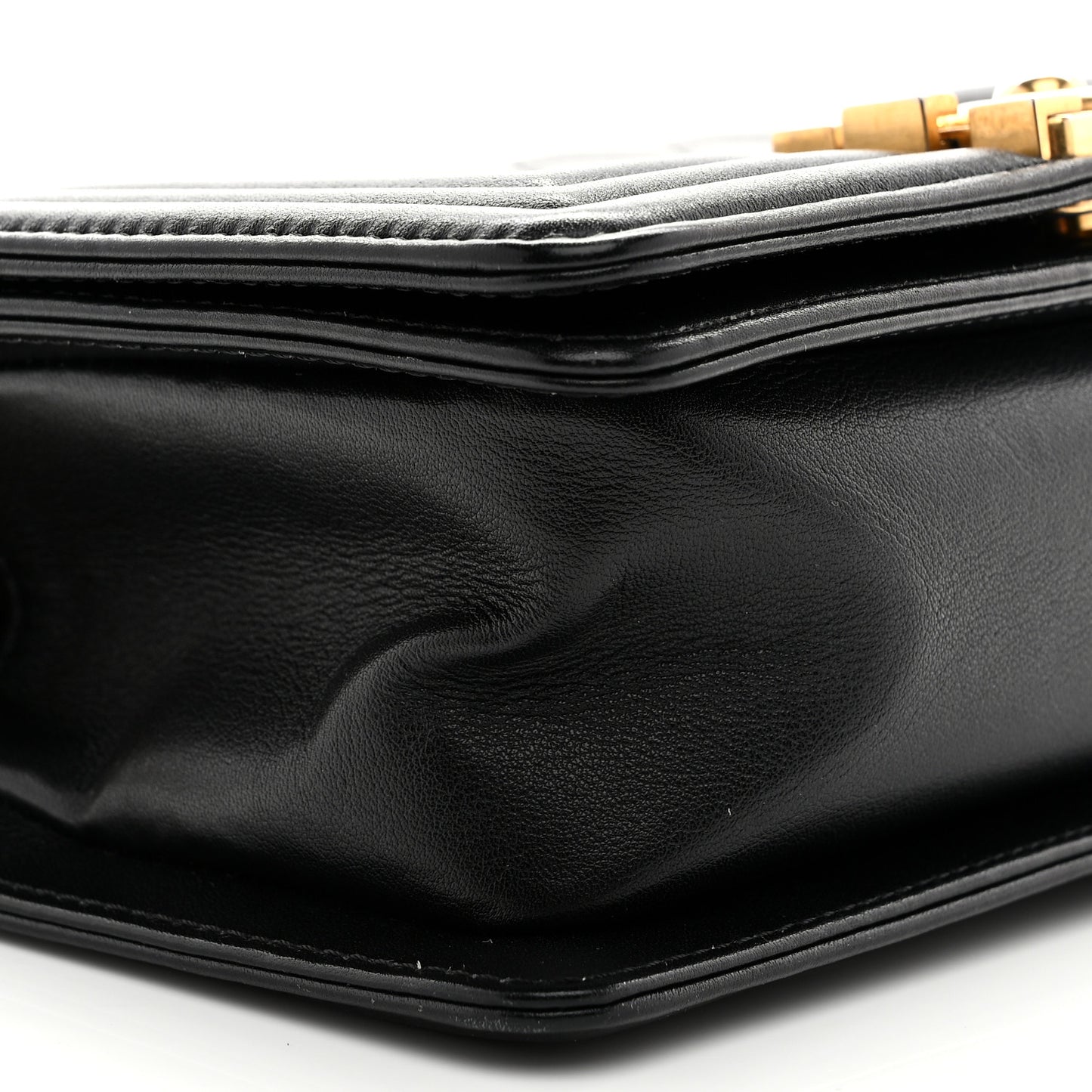 Lambskin Quilted Small Boy Flap Black