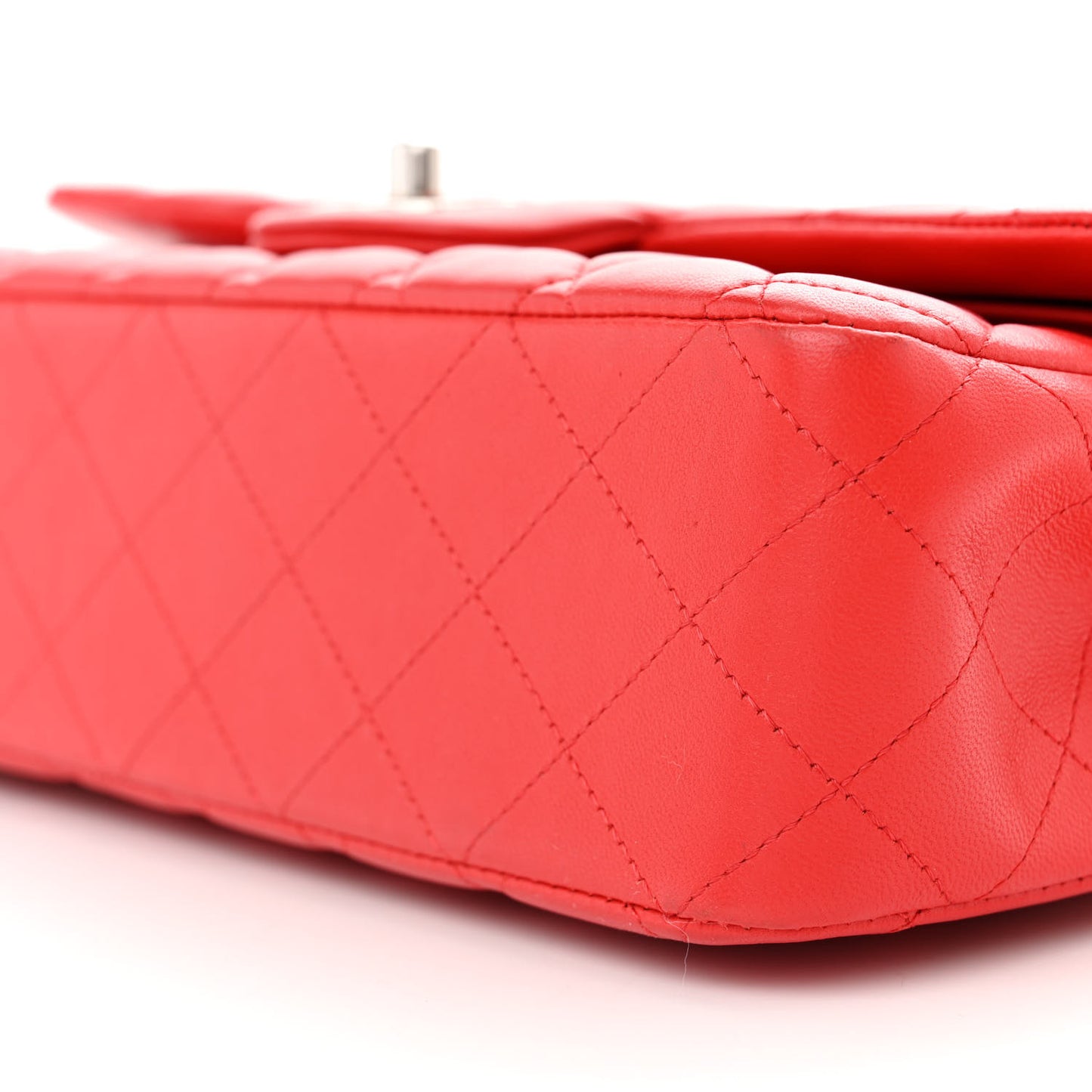 Lambskin Quilted Medium Double Flap Red