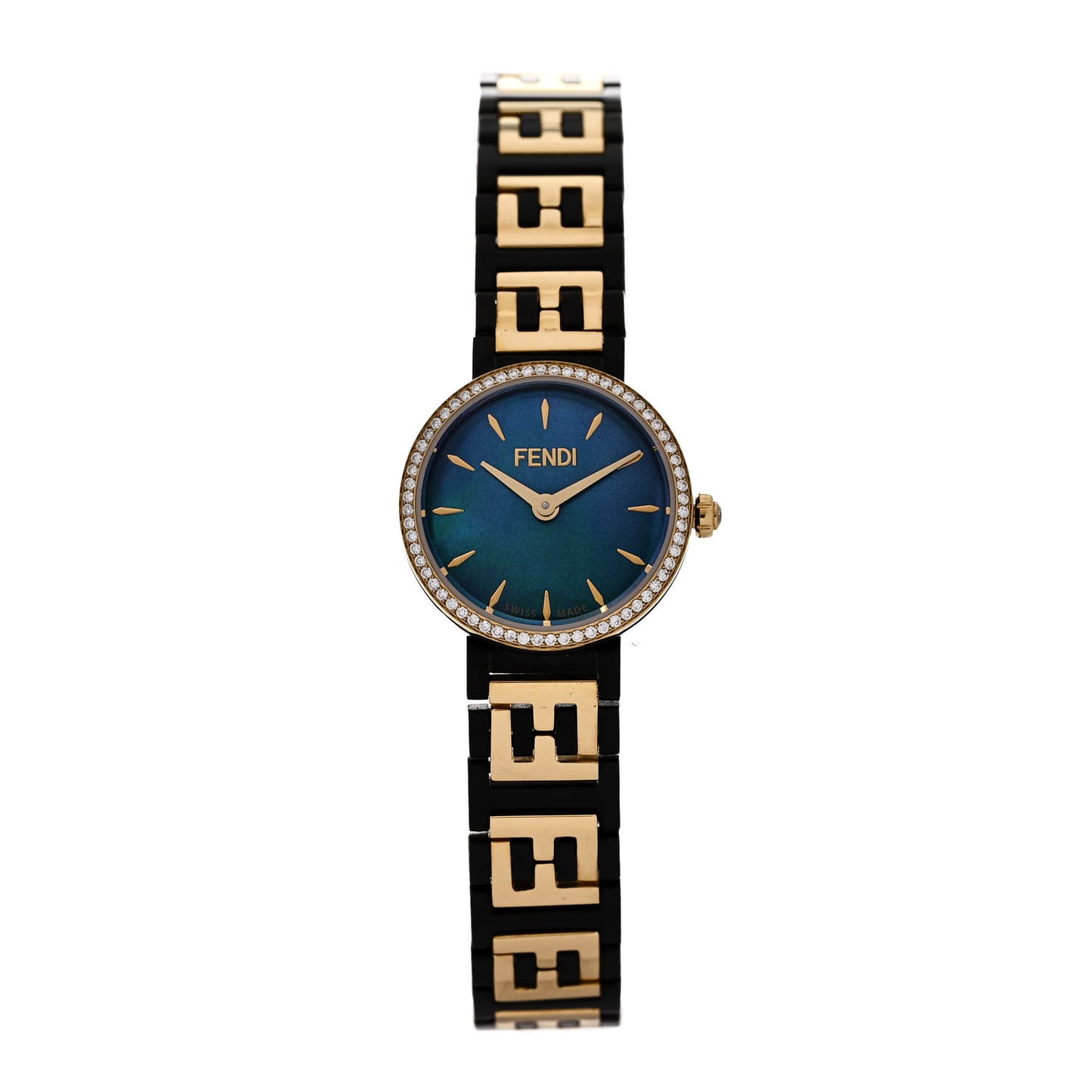 Stainless Steel Diamond Bezel Blue Mother of Pearl 19mm Fendi Forever Quartz Watch