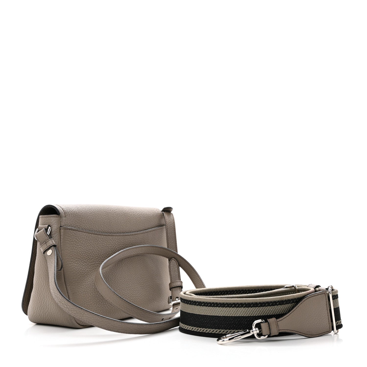 Prada Vitello Daino Soft Flap Crossbody Argilla 4 of 10