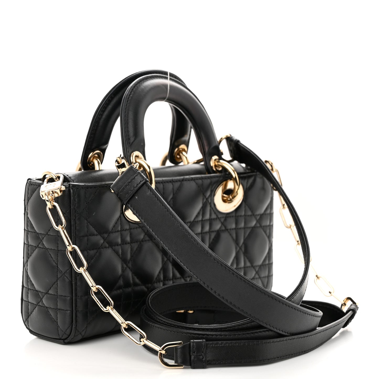 Lambskin Cannage Small Lady D-Joy Black