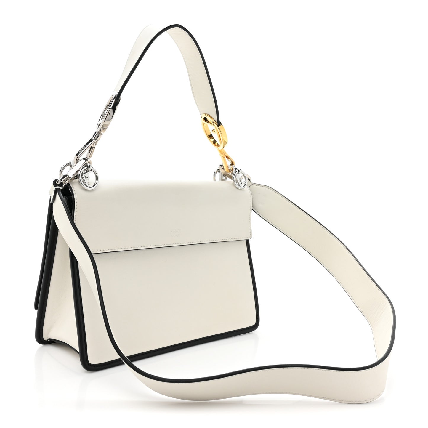 Vitello Century Alcantara F is Fendi Bi-Color Kan I Shoulder Bag White Black