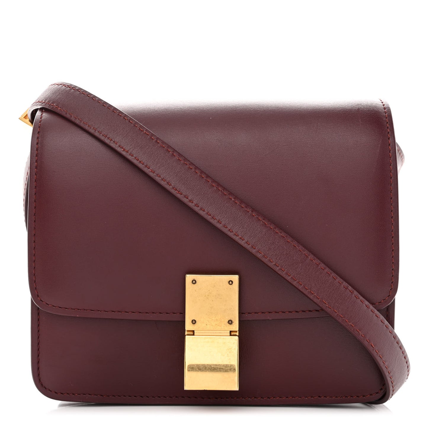 Box Calfskin Small Classic Box Flap Bag Burgundy