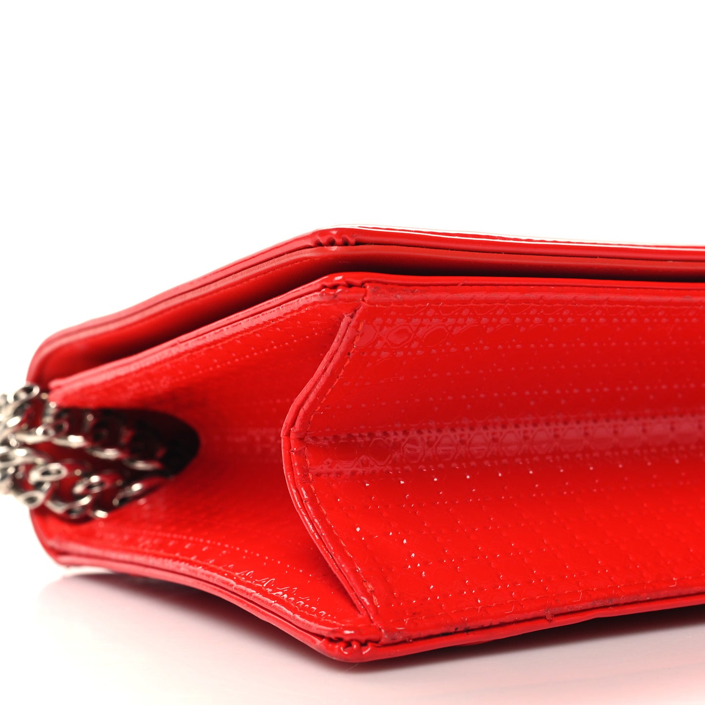 Patent Micro-Cannage Medium Diorama Flap Bag Red