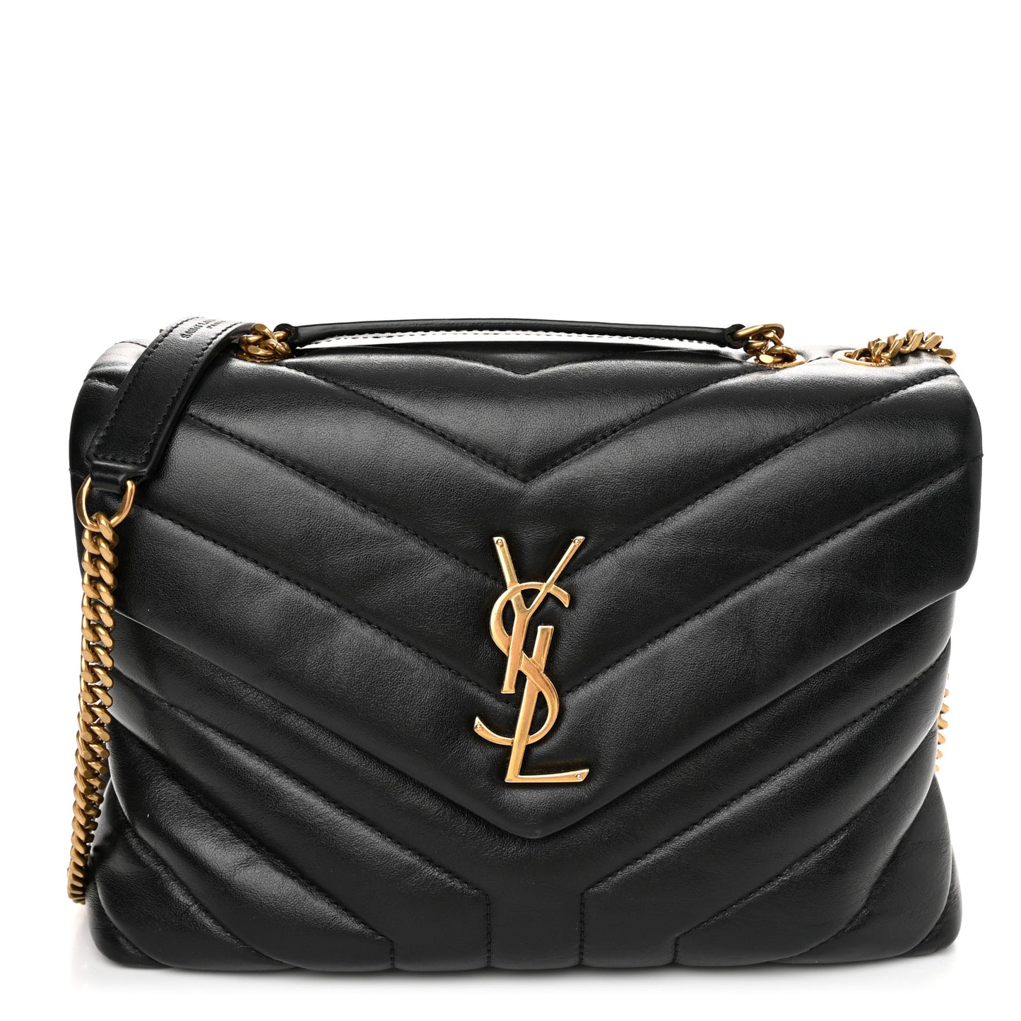 Calfskin Y Quilted Monogram Small Loulou Chain Satchel Black