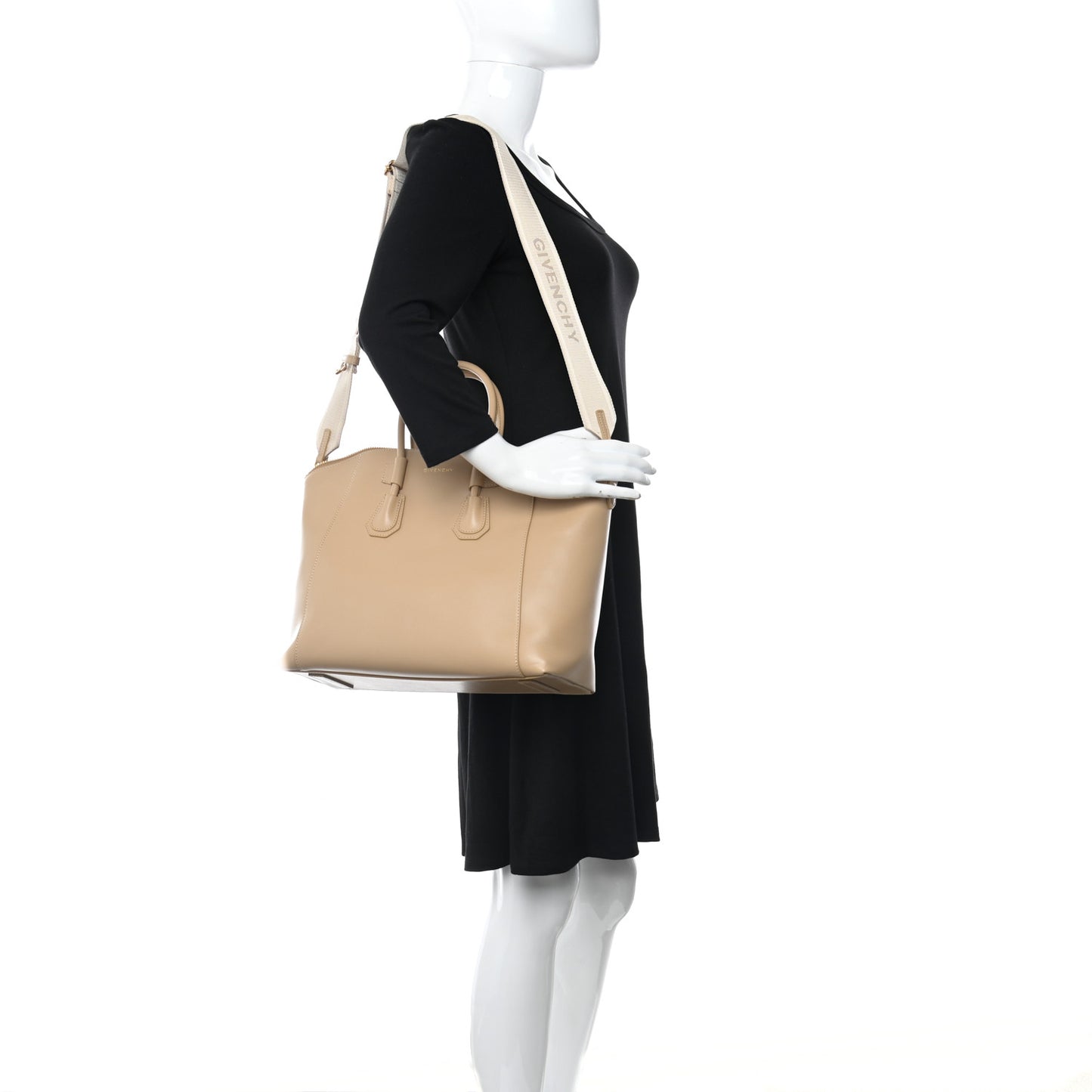 Box Calfskin Small Antigona Sport Top Handle Bag Beige Cappuccino