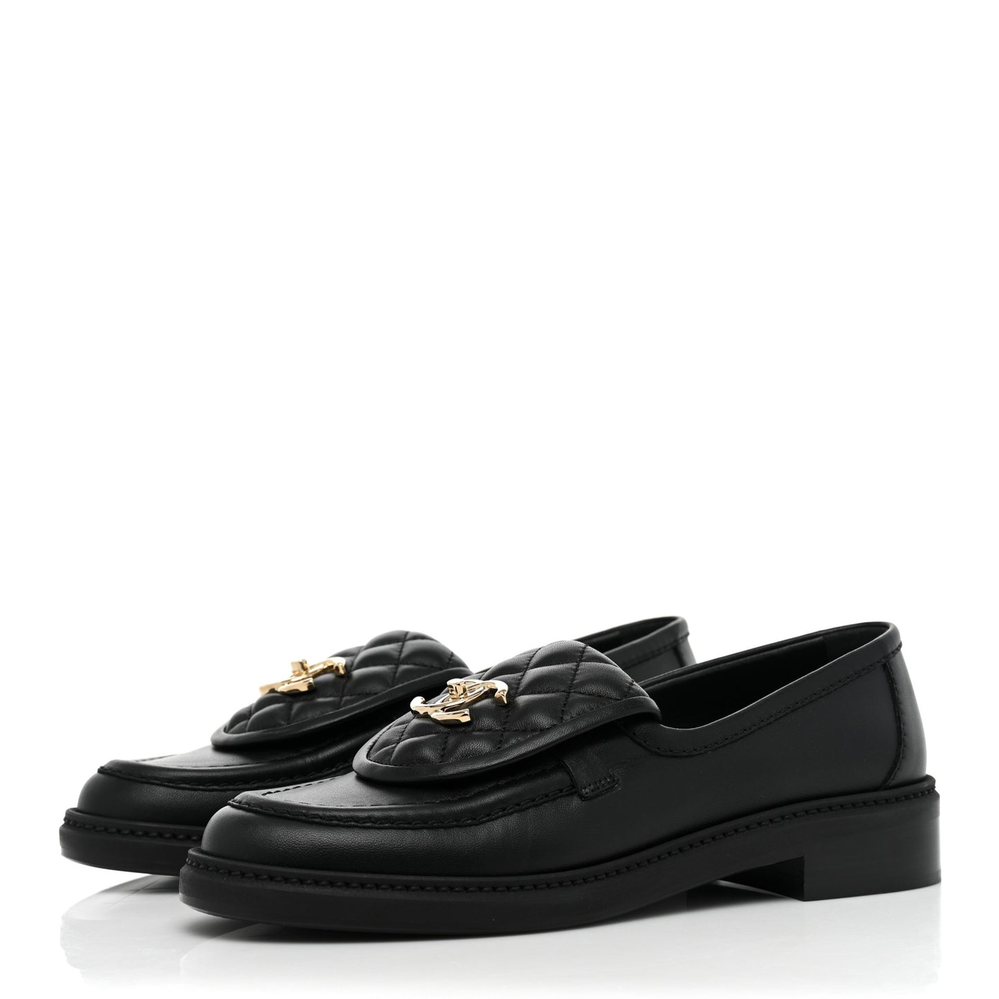 Lambskin Quilted CC Turnlock Loafers 37 Black