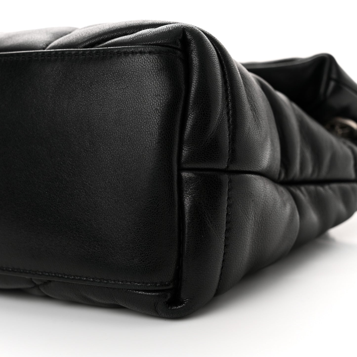 Lambskin Quilted Small Loulou Puffer Monogram Chain Satchel Black