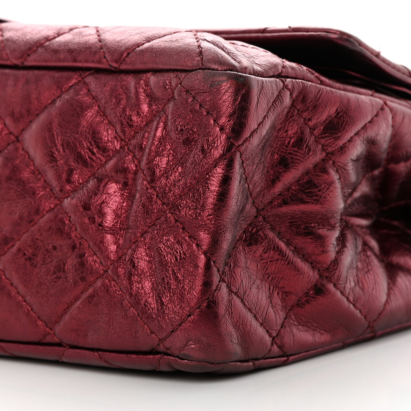 Metallic Aged Calfskin Quilted 2.55 Reissue 227 Flap Dark Red