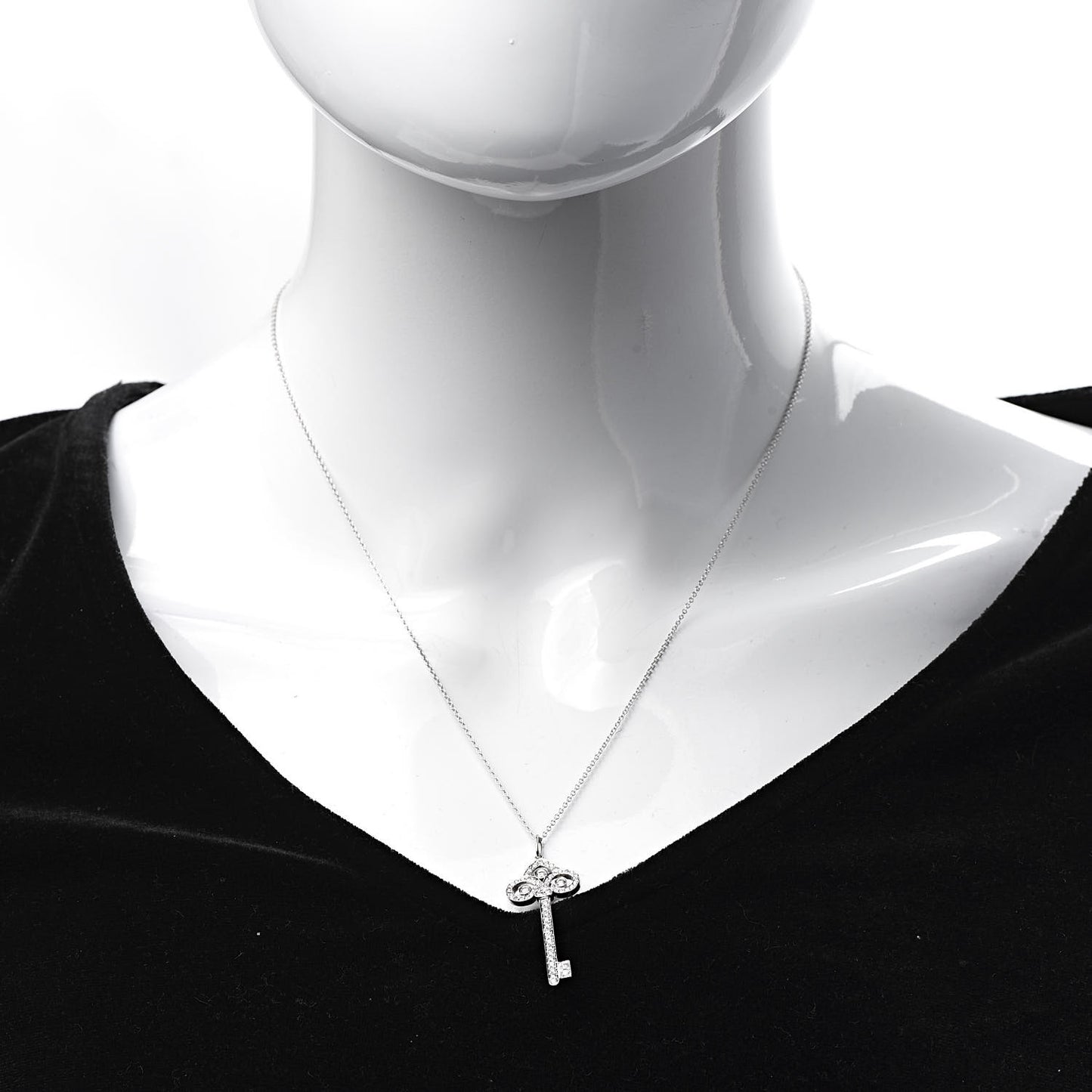 Platinum Diamond .41ct Fleur De Lis Key Pendant Necklace