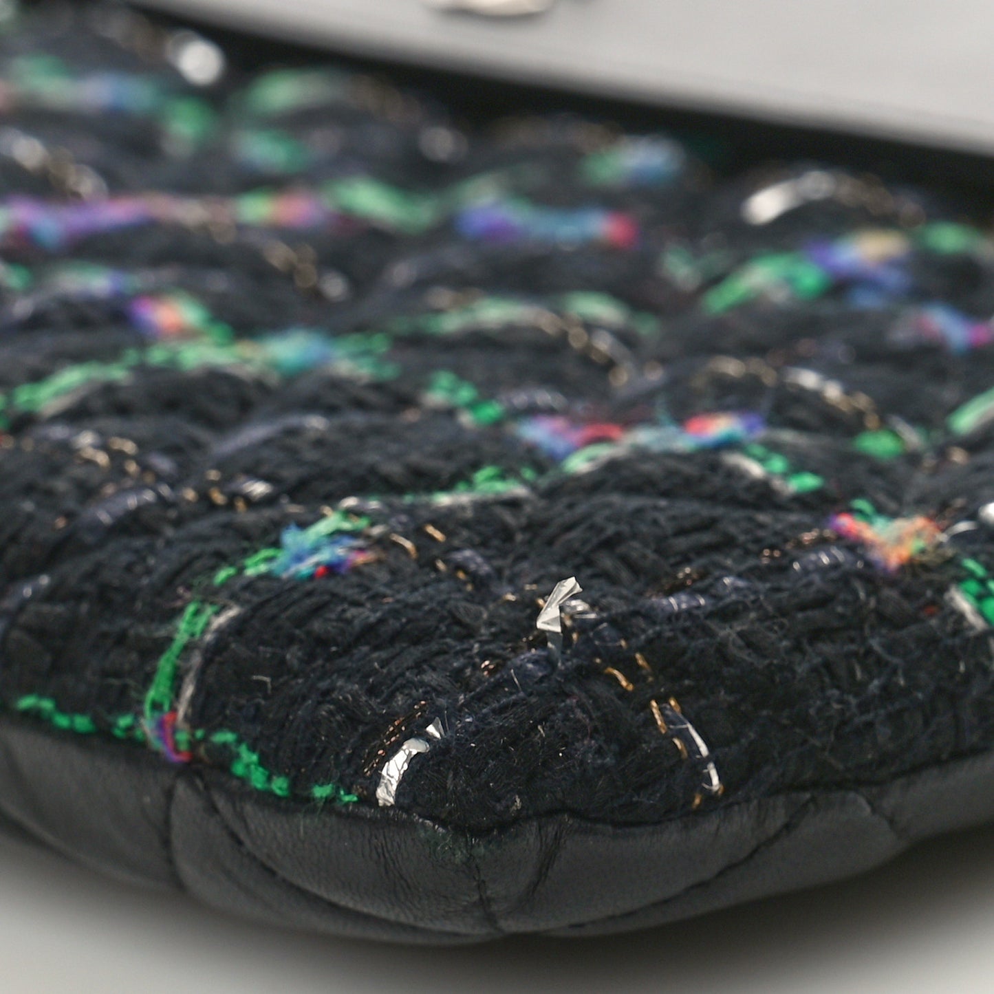 Lambskin Tweed Quilted Medium Flap Cosmetic Case Multicolor Black