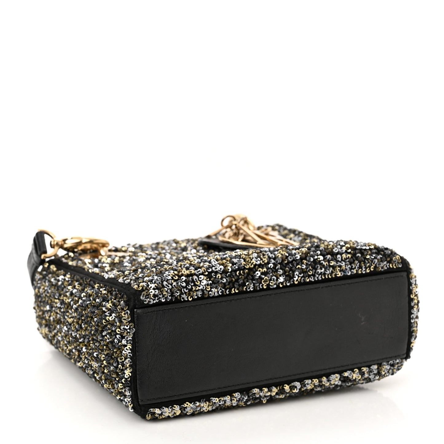 Satin Lambskin Sequin Embroidered Mini Lady Dior Black Multicolor