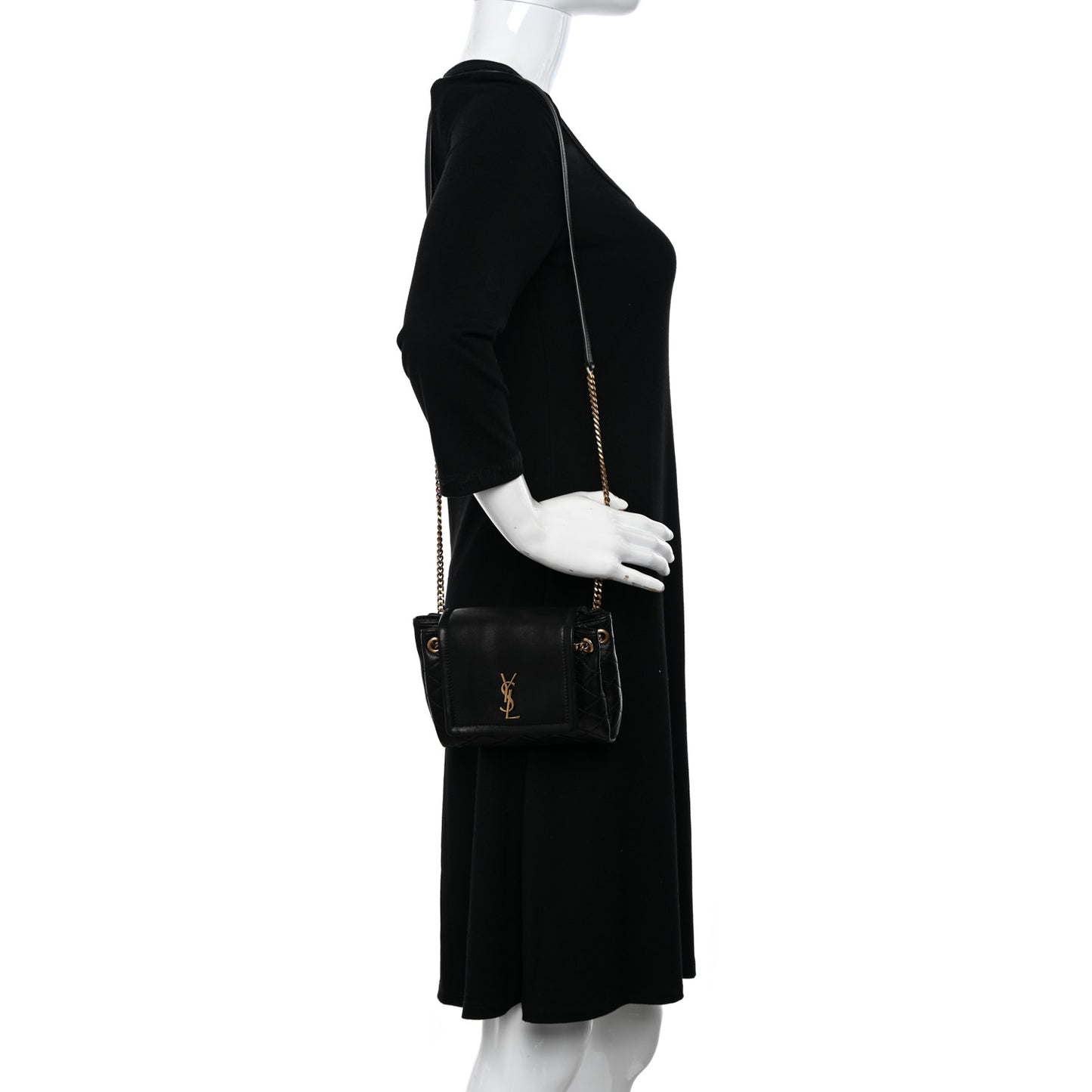 Lambskin Quilted Monogram Mini Nolita Black