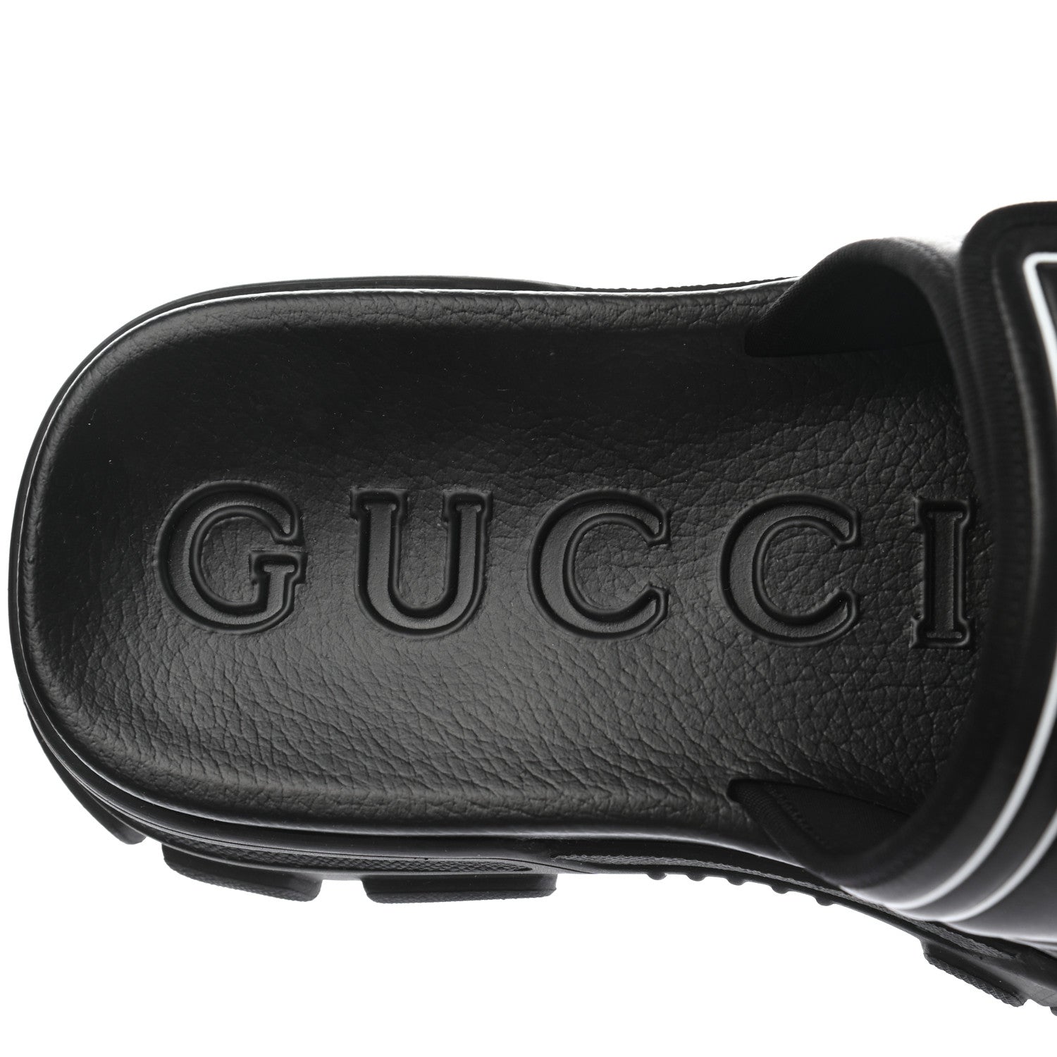 Gucci Nappa Grosgrain Logo Mens Velcro Chunky Slide Sandals 8 Black 7 of 7