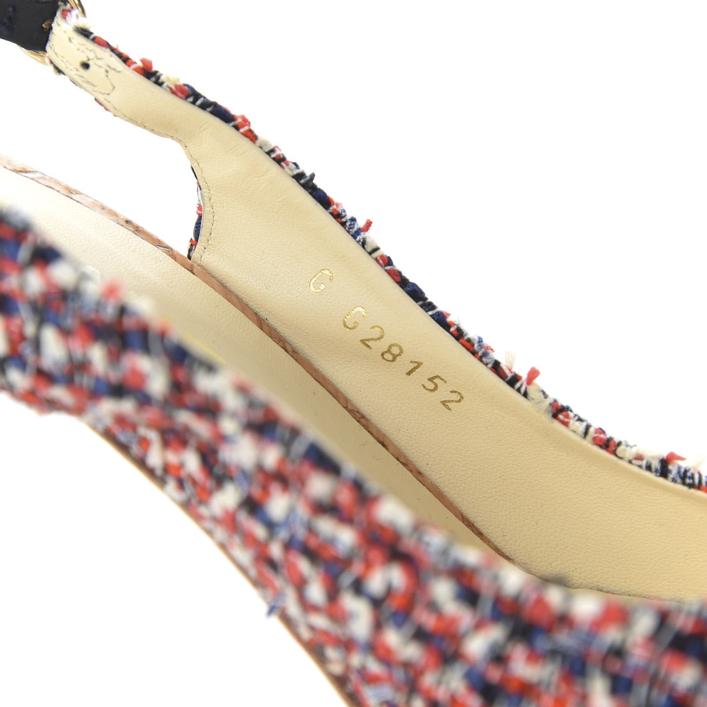 Tweed Crystal Cork CC Slingback Pumps 37.5 Multicolor