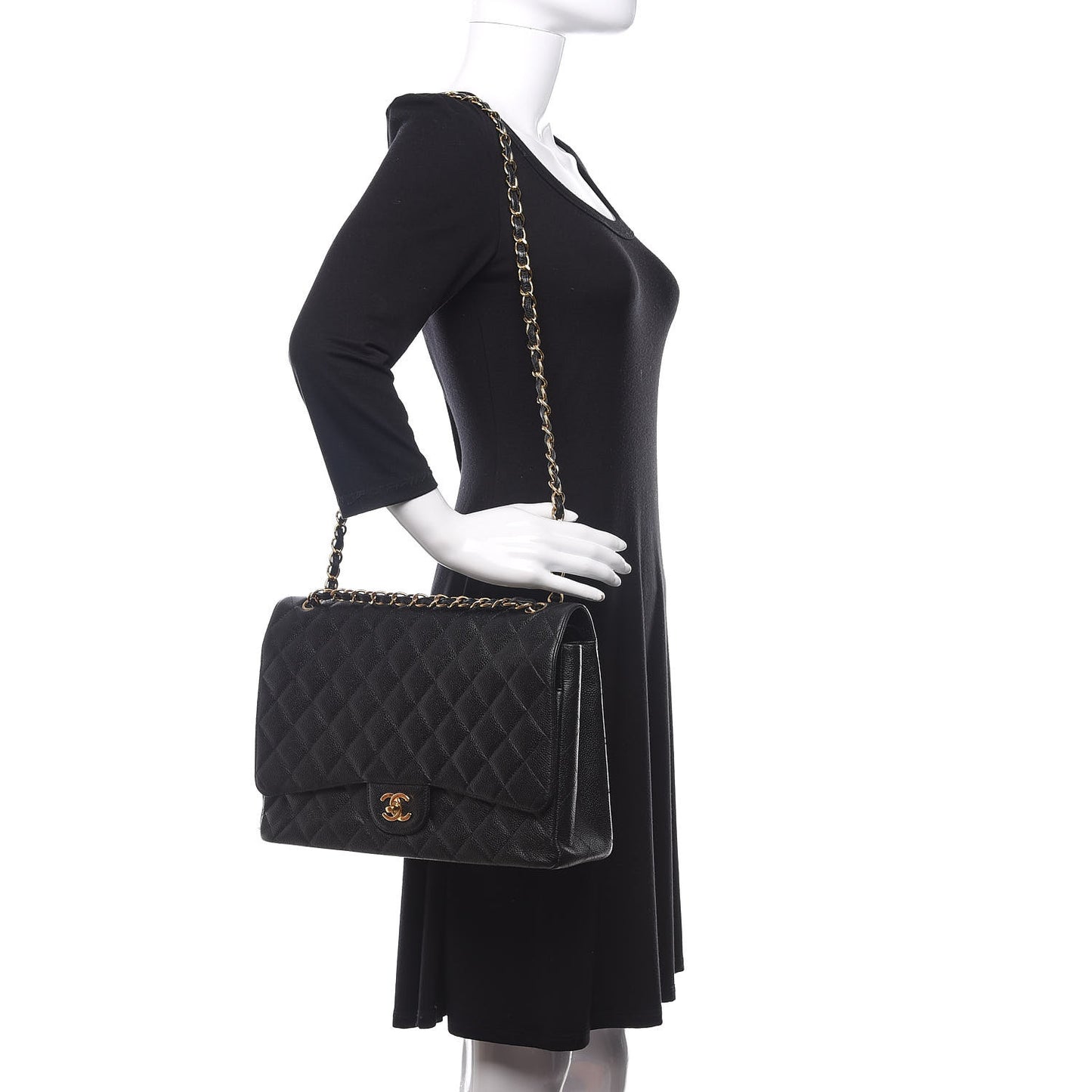 Caviar Quilted Maxi Double Flap Black
