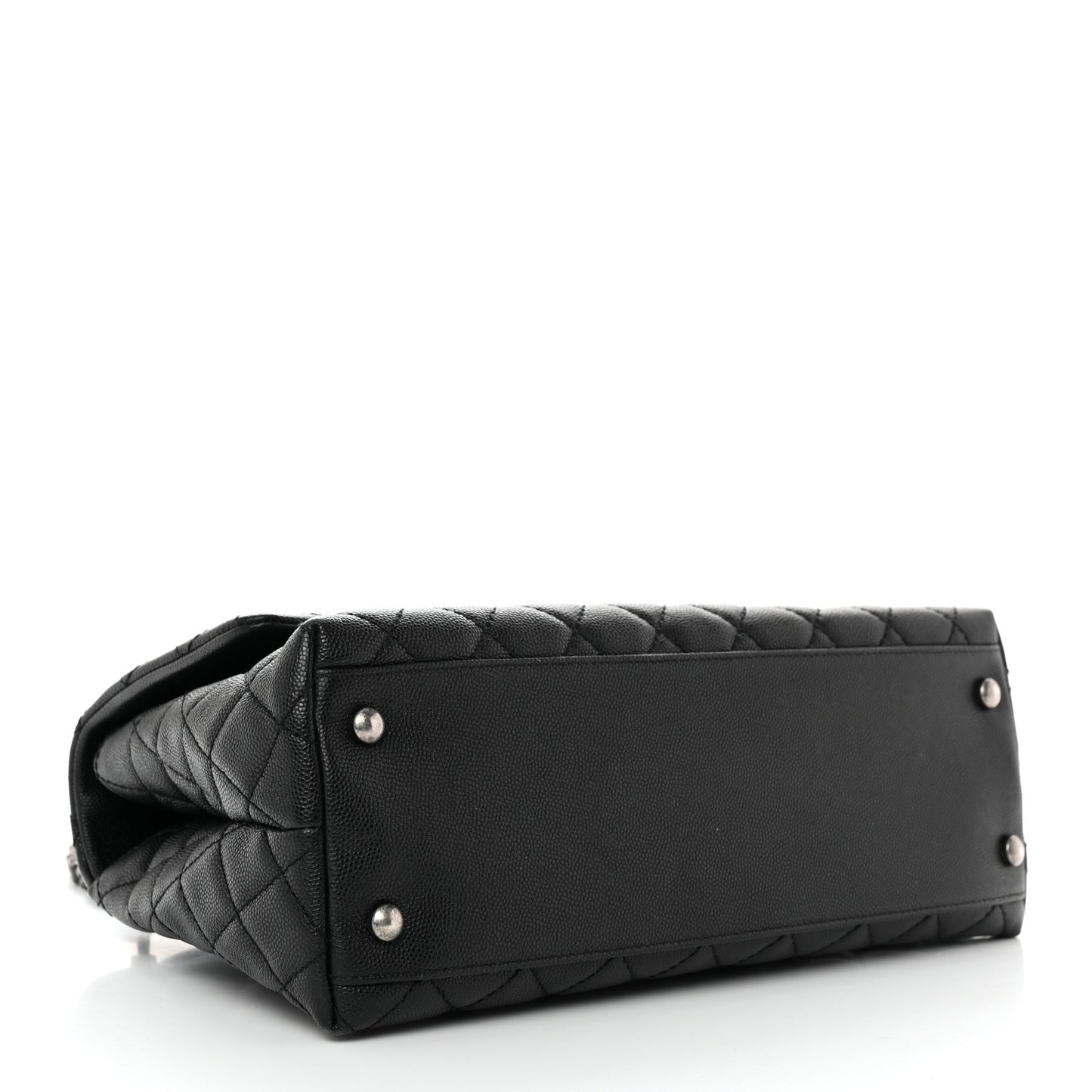 Caviar Lizard Quilted Small Coco Handle Flap Black
