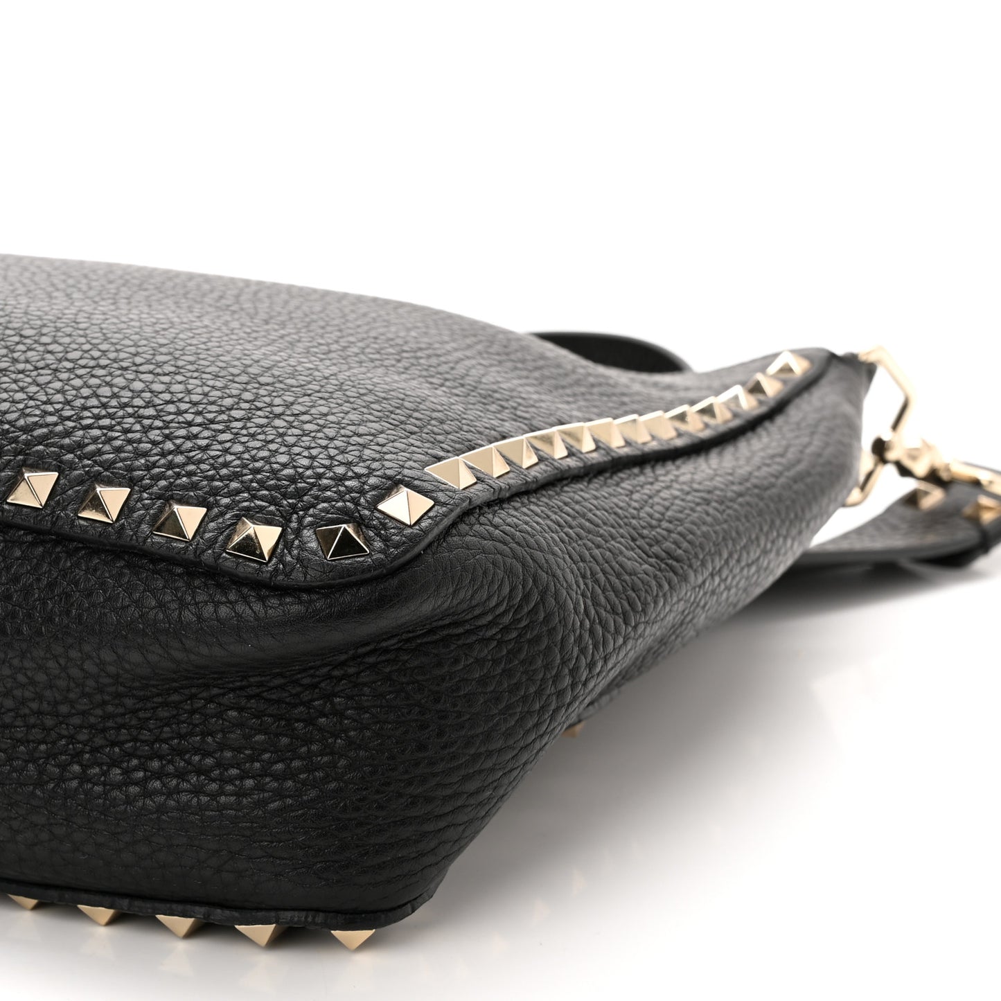 Pebbled Calfskin Small Rockstud Flip-Lock Messenger Bag Black