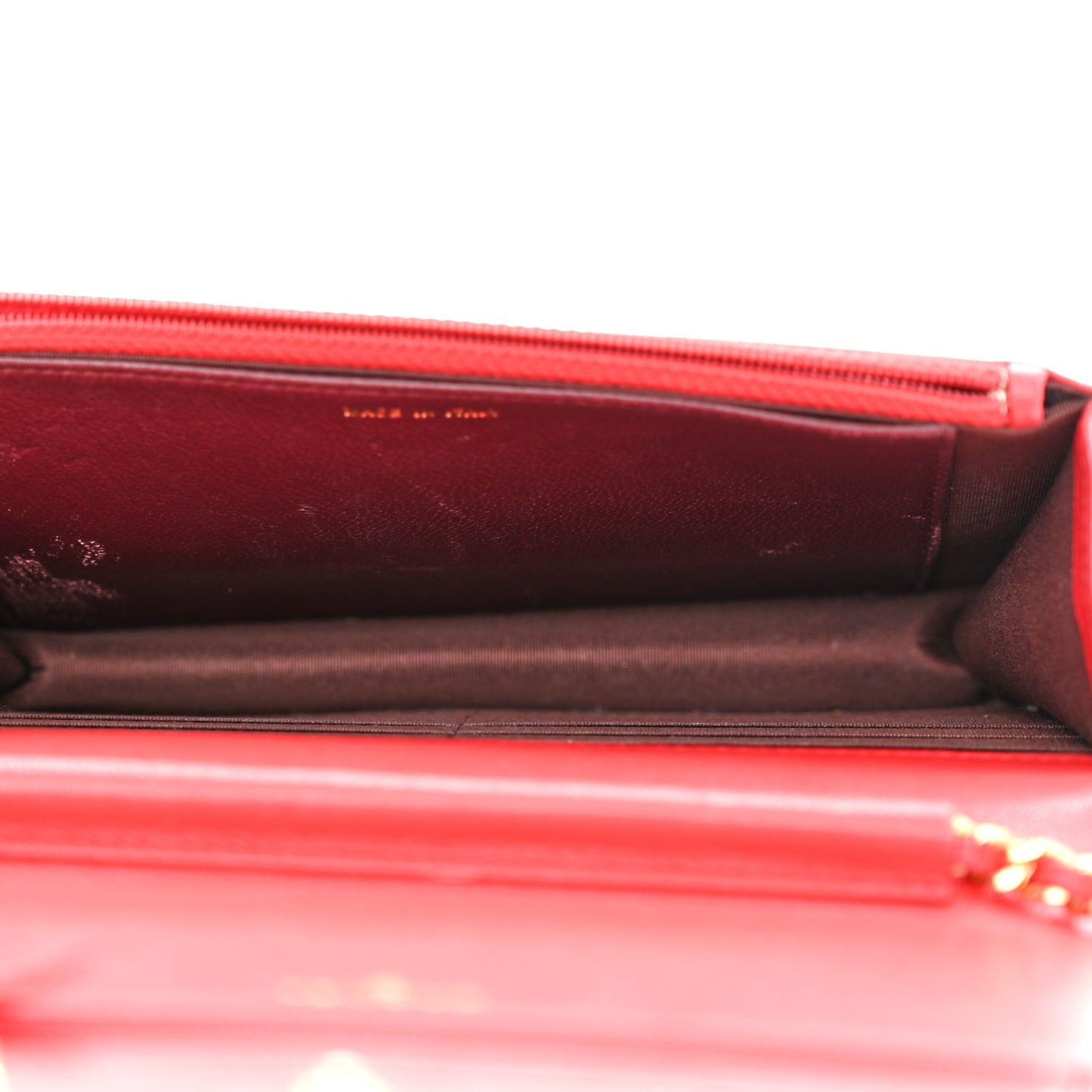 Sheepskin Quilted Mademoiselle Vintage Wallet On Chain WOC Red