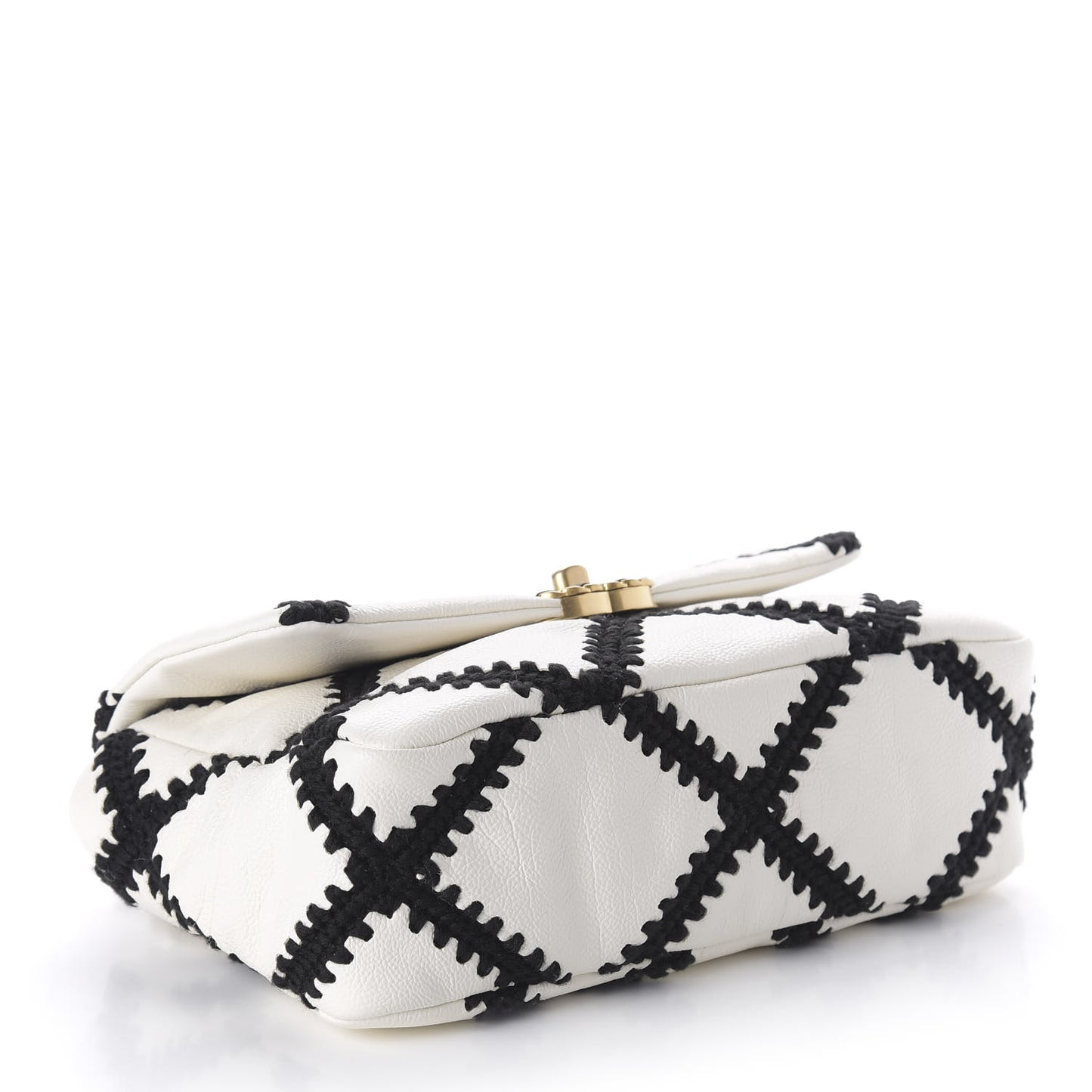 Calfskin Crochet Medium 19 Flap White Black