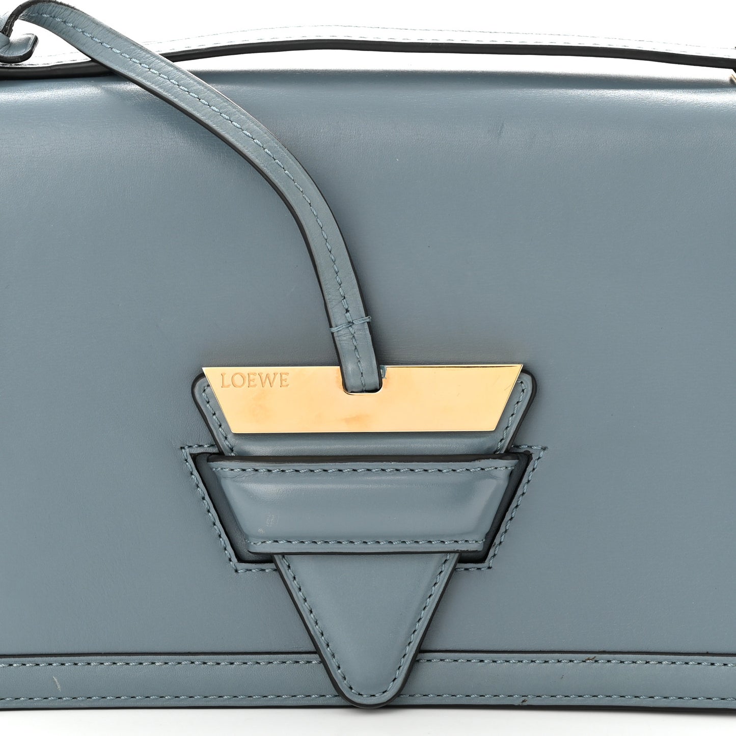 Calfskin Medium Barcelona Shoulder Bag Stone Blue