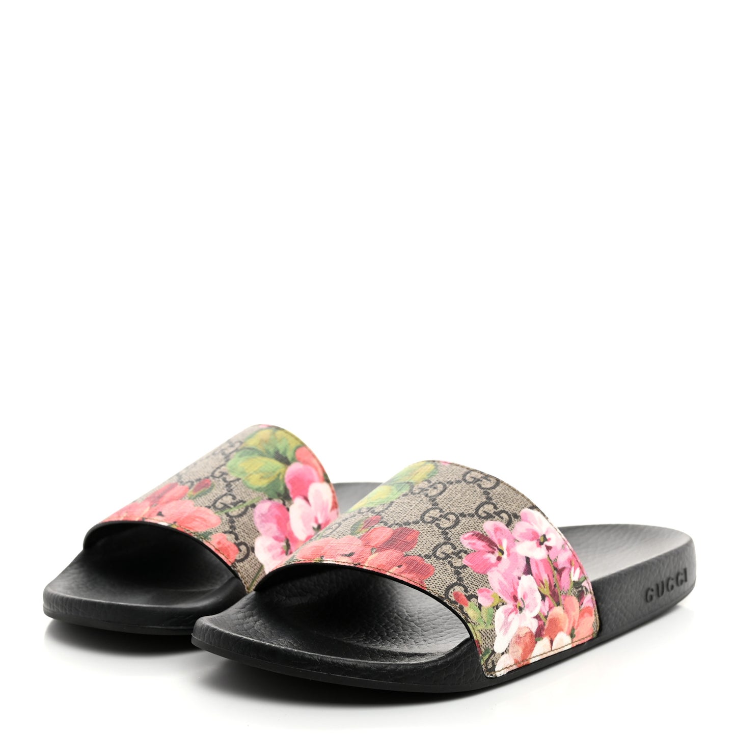 GG Supreme Monogram Blooms Slide Sandals 39 Beige Multicolor