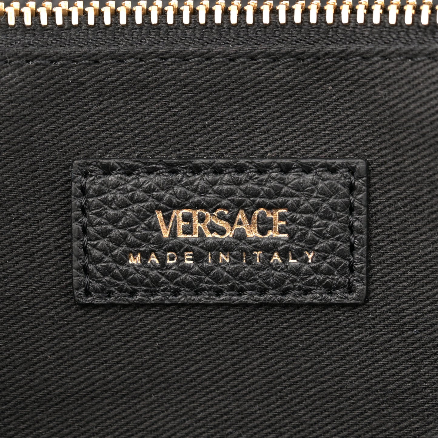 Grained Calfskin Virtus Wallet On Chain Black