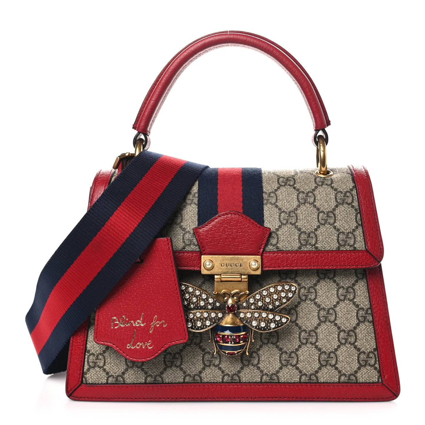 GG Supreme Monogram Small Queen Margaret Top Handle Bag Red