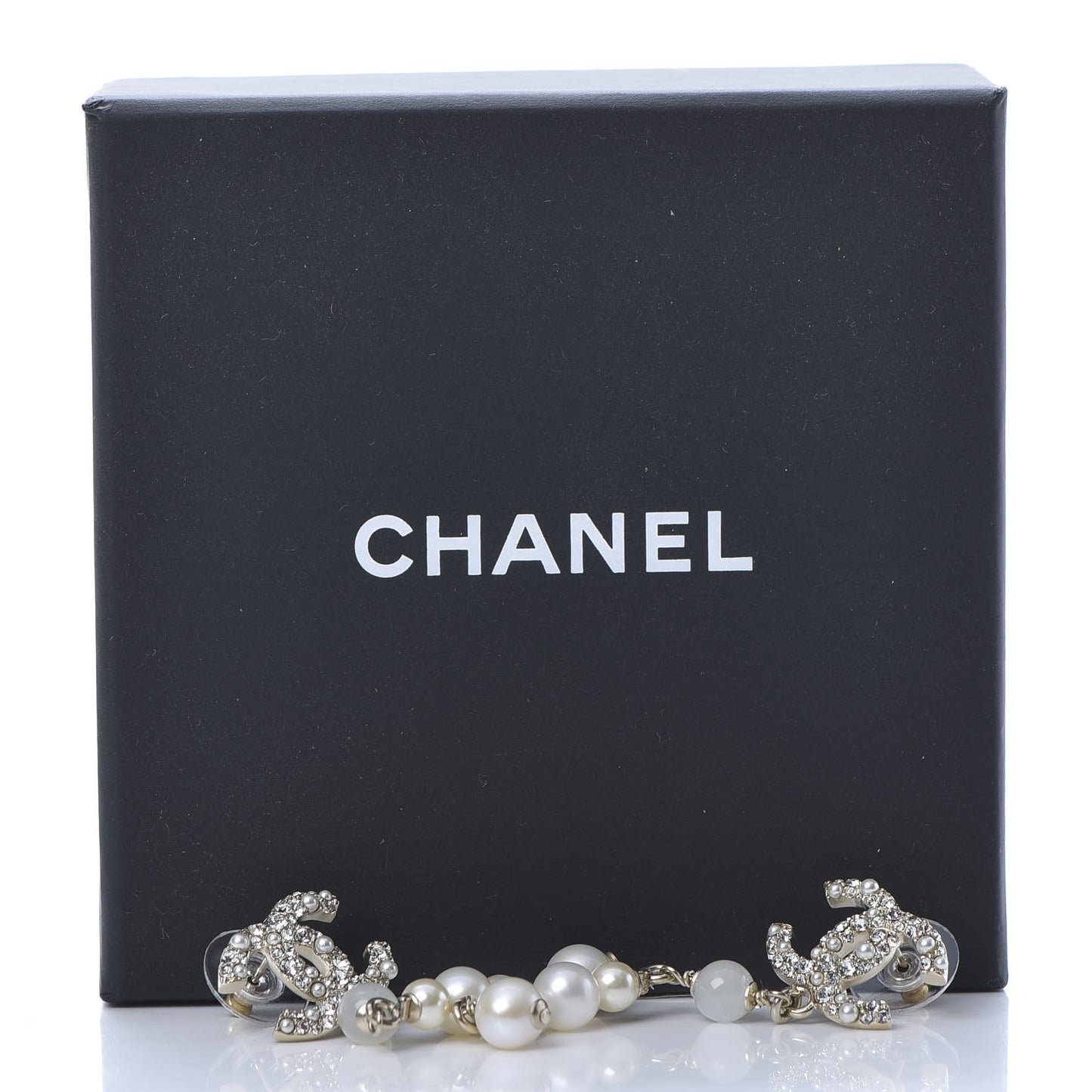 Pearl Crystal CC Drop Earrings Gold
