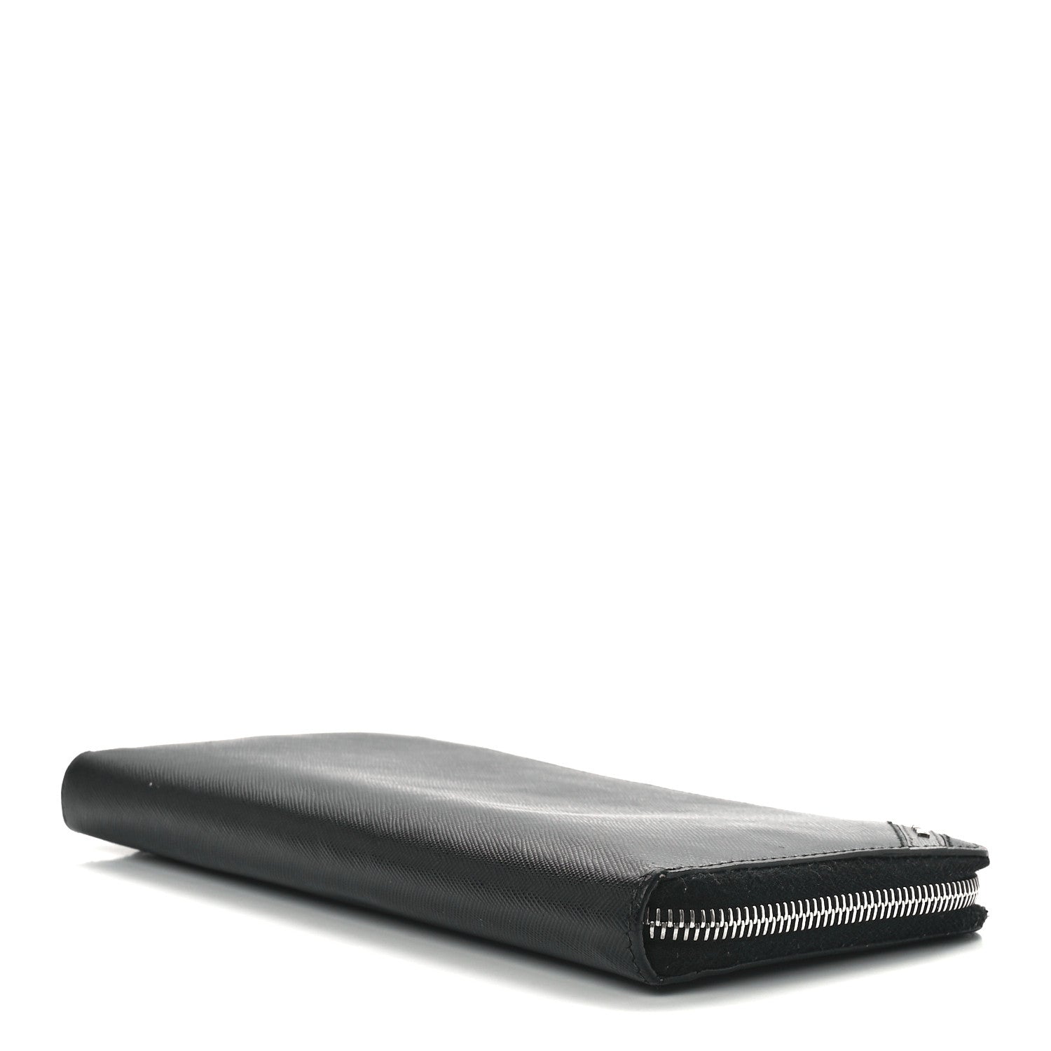 Prada Saffiano Large Zip Around Travel Wallet Black 4 of 13