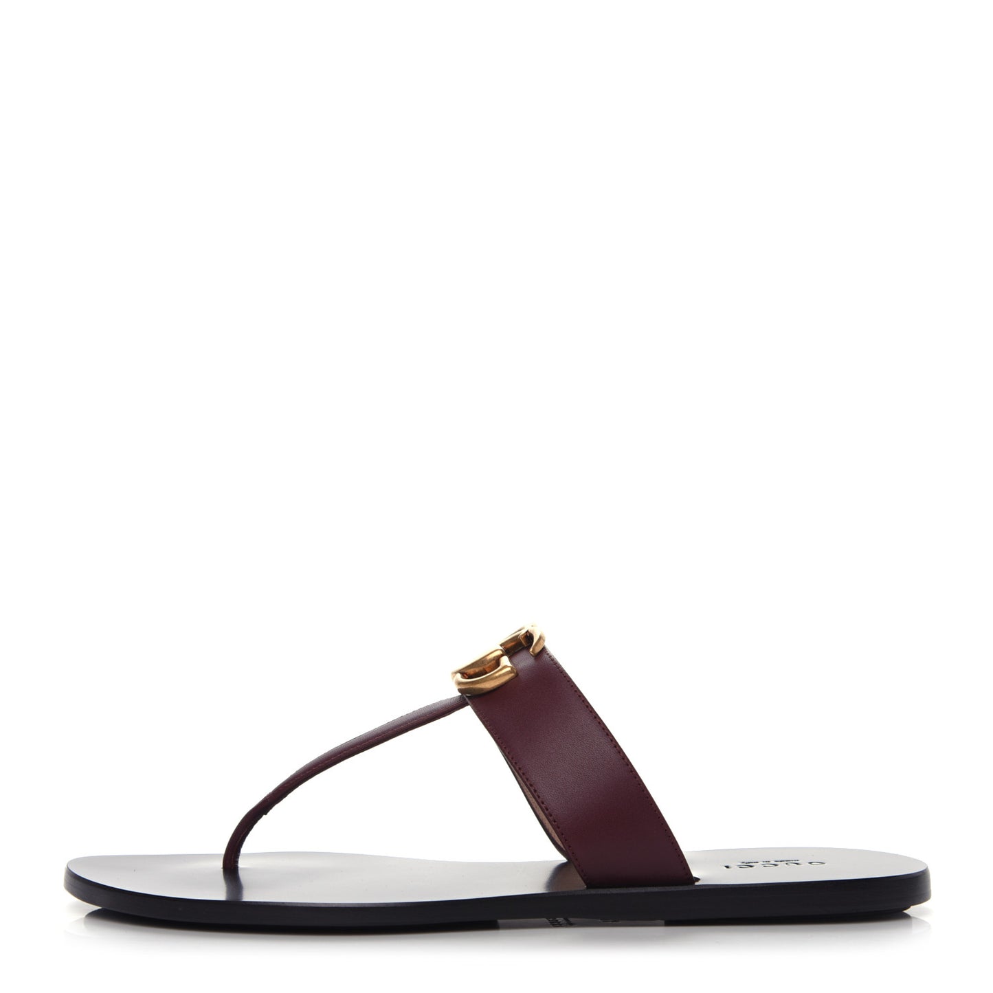 Calfskin GG Marmont Thong Sandals 38.5 Vintage Bordeaux