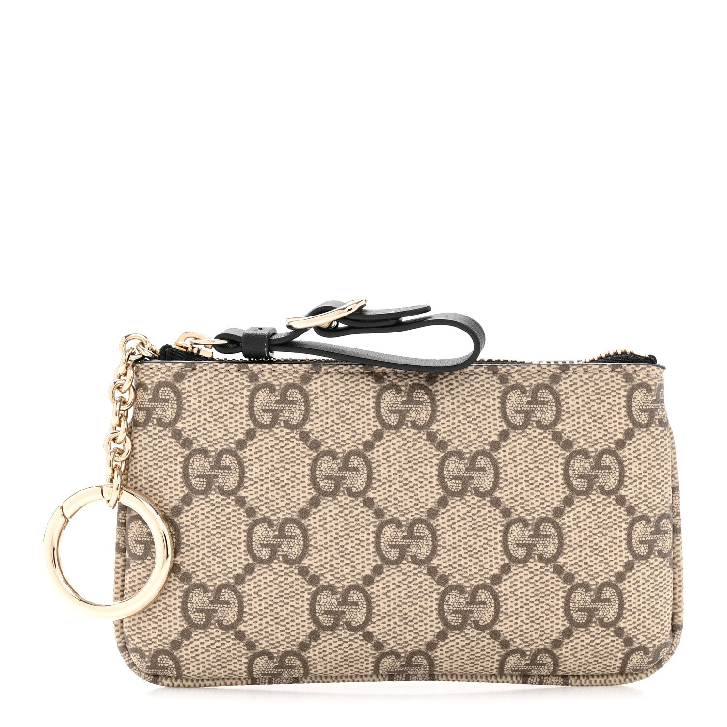 Gucci GG Supreme Monogram Selleria Key Case Beige Black 1822749