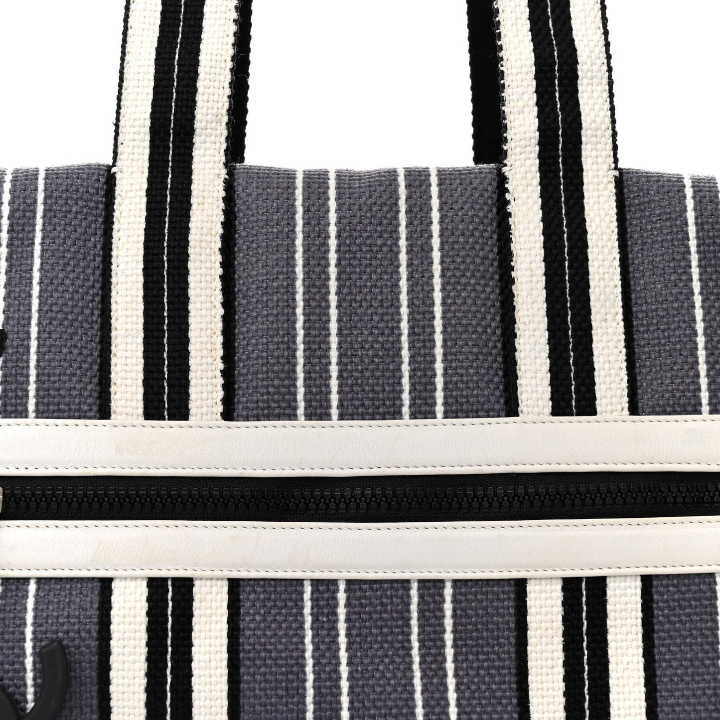 Striped Canvas CC Tote Blue White Black