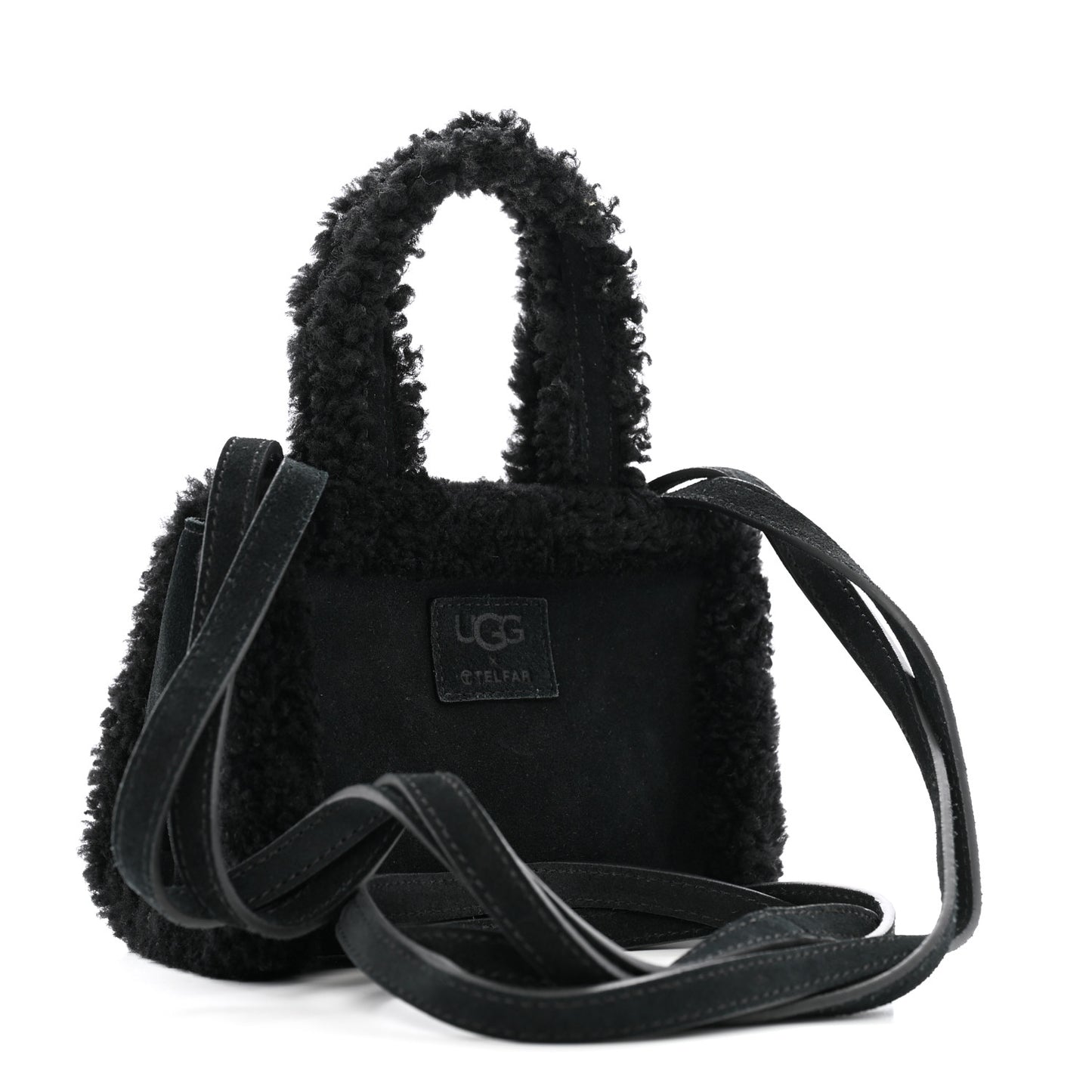 X UGG Suede Shearling Small Shopping Bag Black