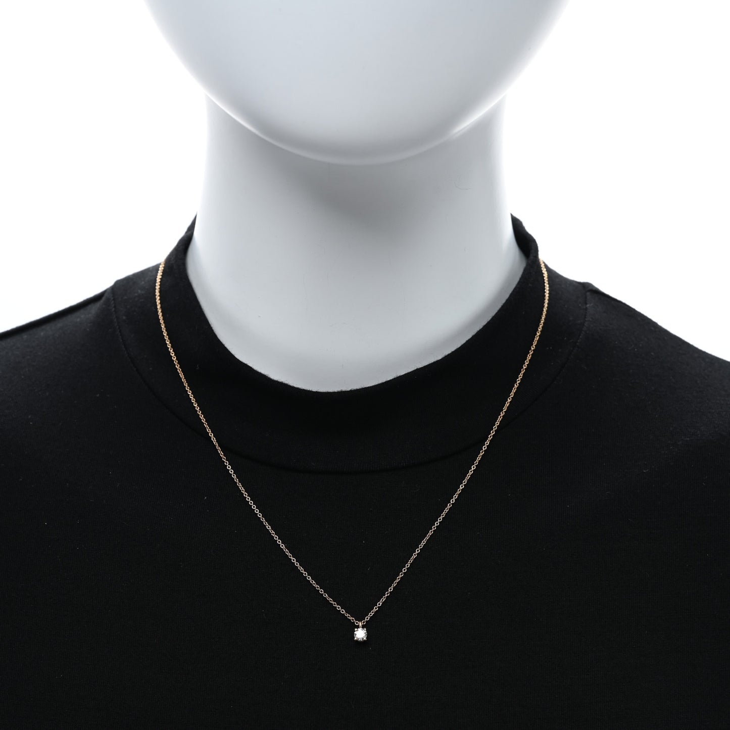 18K Rose Gold Diamond .17ct Solitaire Pendant Necklace