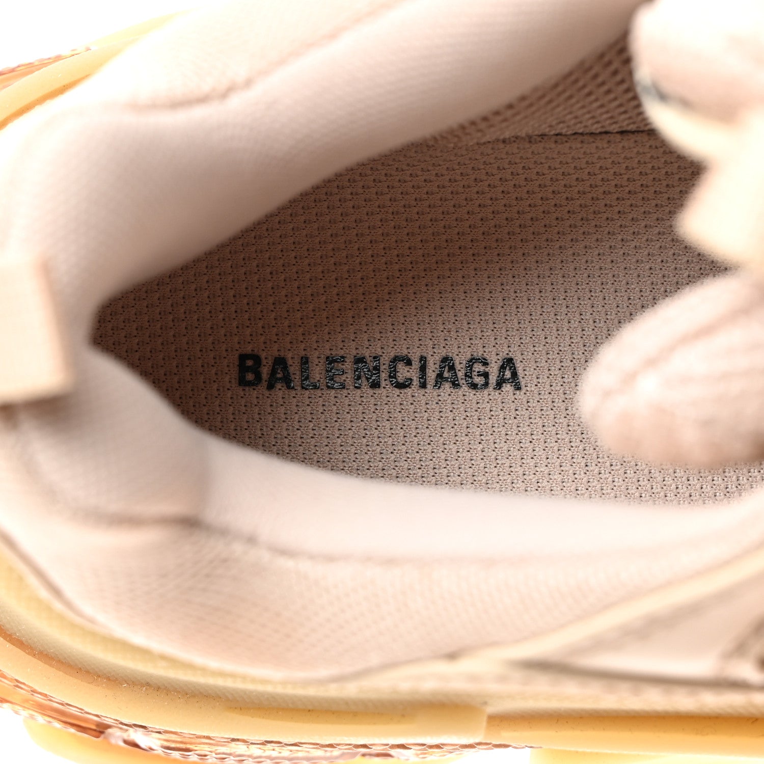Balenciaga Fabric Mesh Clear Sole Womens Triple S Sneakers 37 Beige 6 of 8