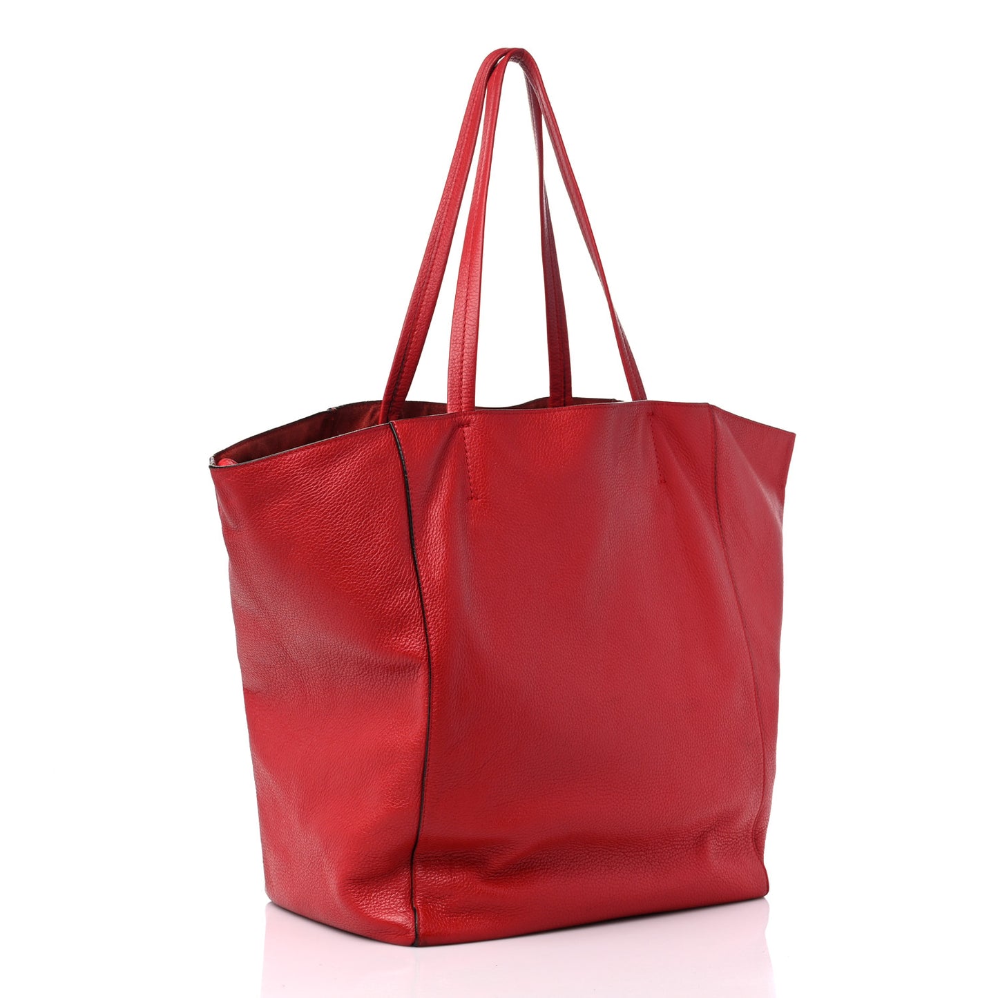 Grained Calfskin Medium Horizontal Cabas Phantom Coquelicot