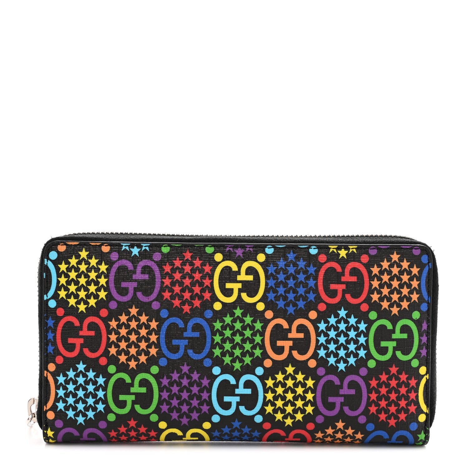 Gucci GG Supreme Monogram Psychedelic Zip Around Wallet Black