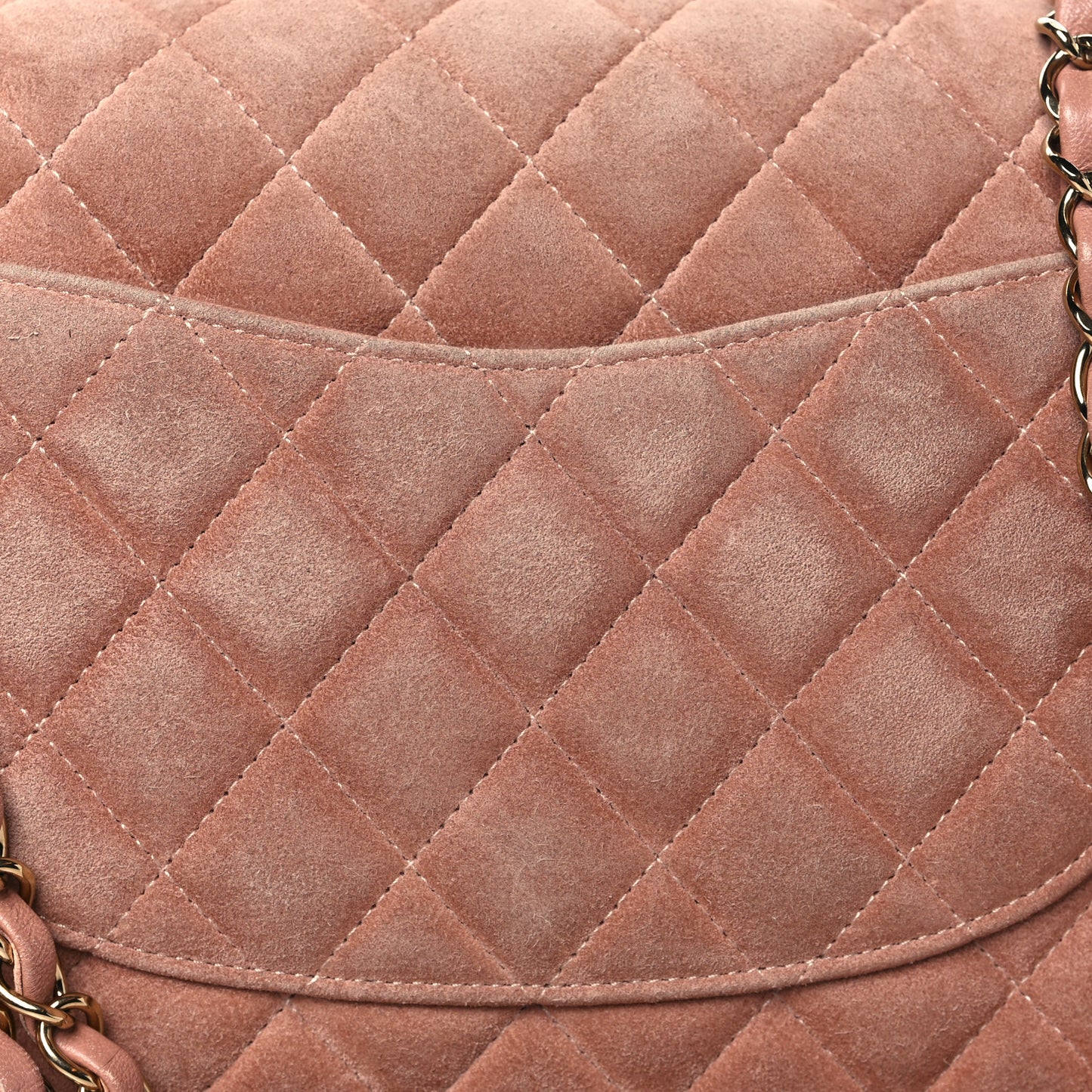 Suede Quilted Medium Double Flap Light Pink