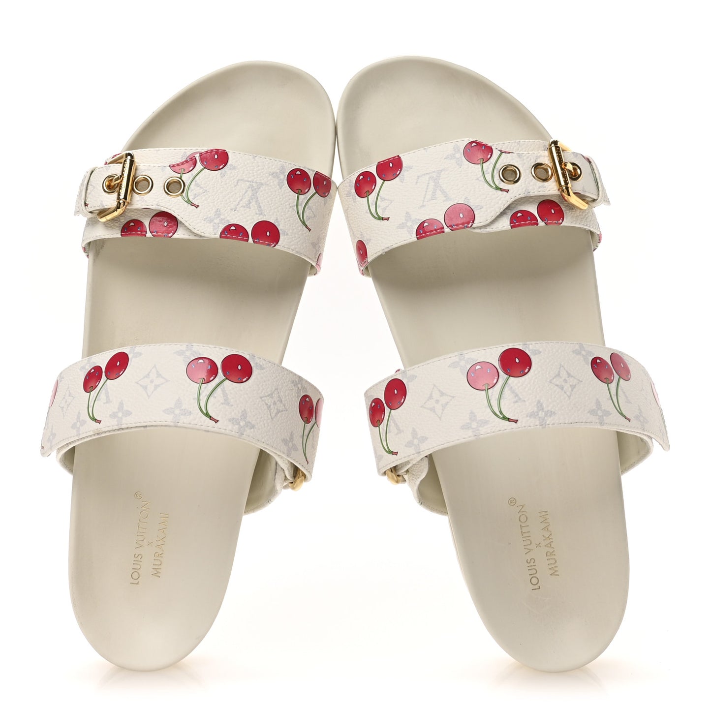 LV X TM Monogram Cerises Bom Dia Comfort Mule Sandals 42 White