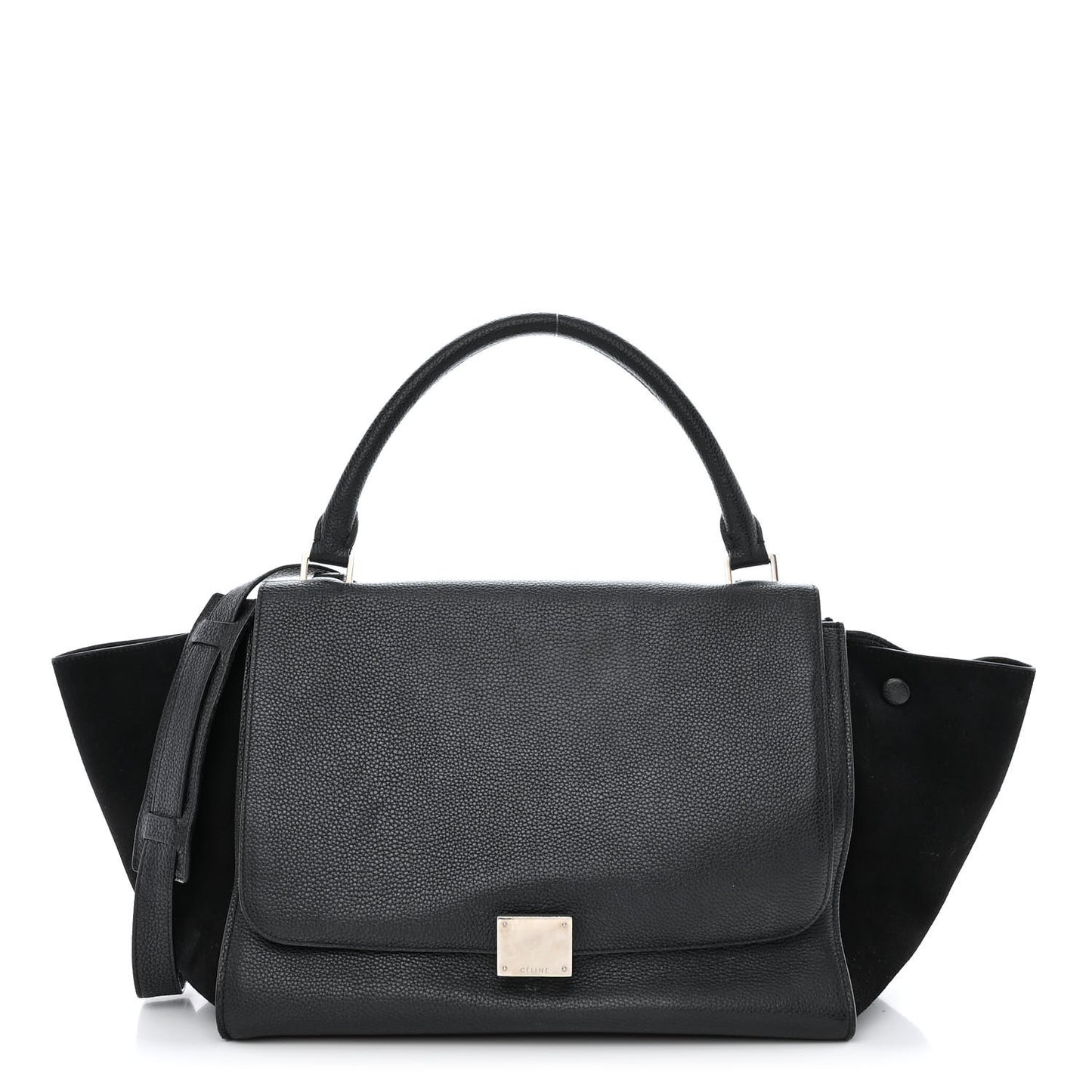 Drummed Calfskin Suede Medium Trapeze Black