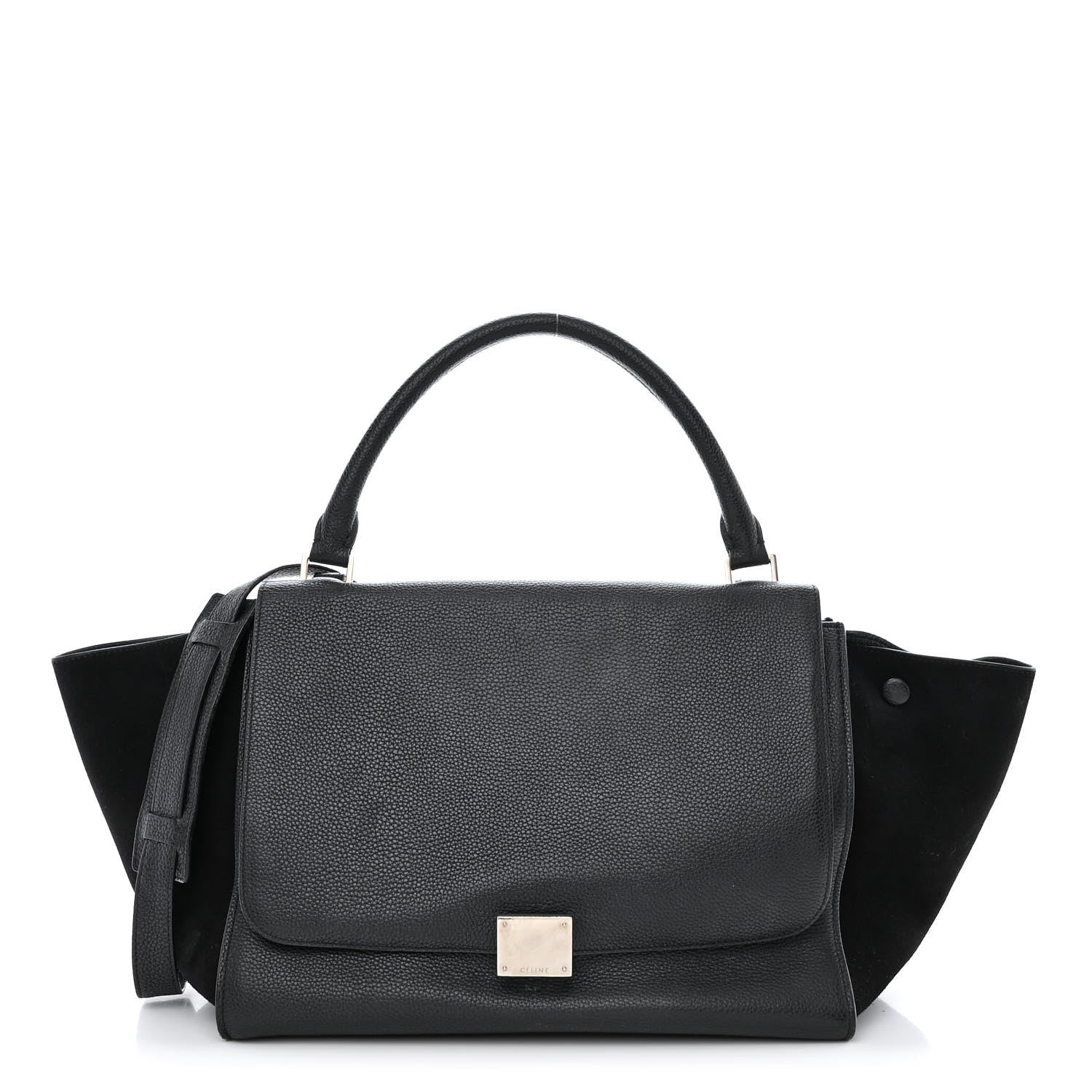 Celine Drummed Calfskin Suede Medium Trapeze Black 1 of 10