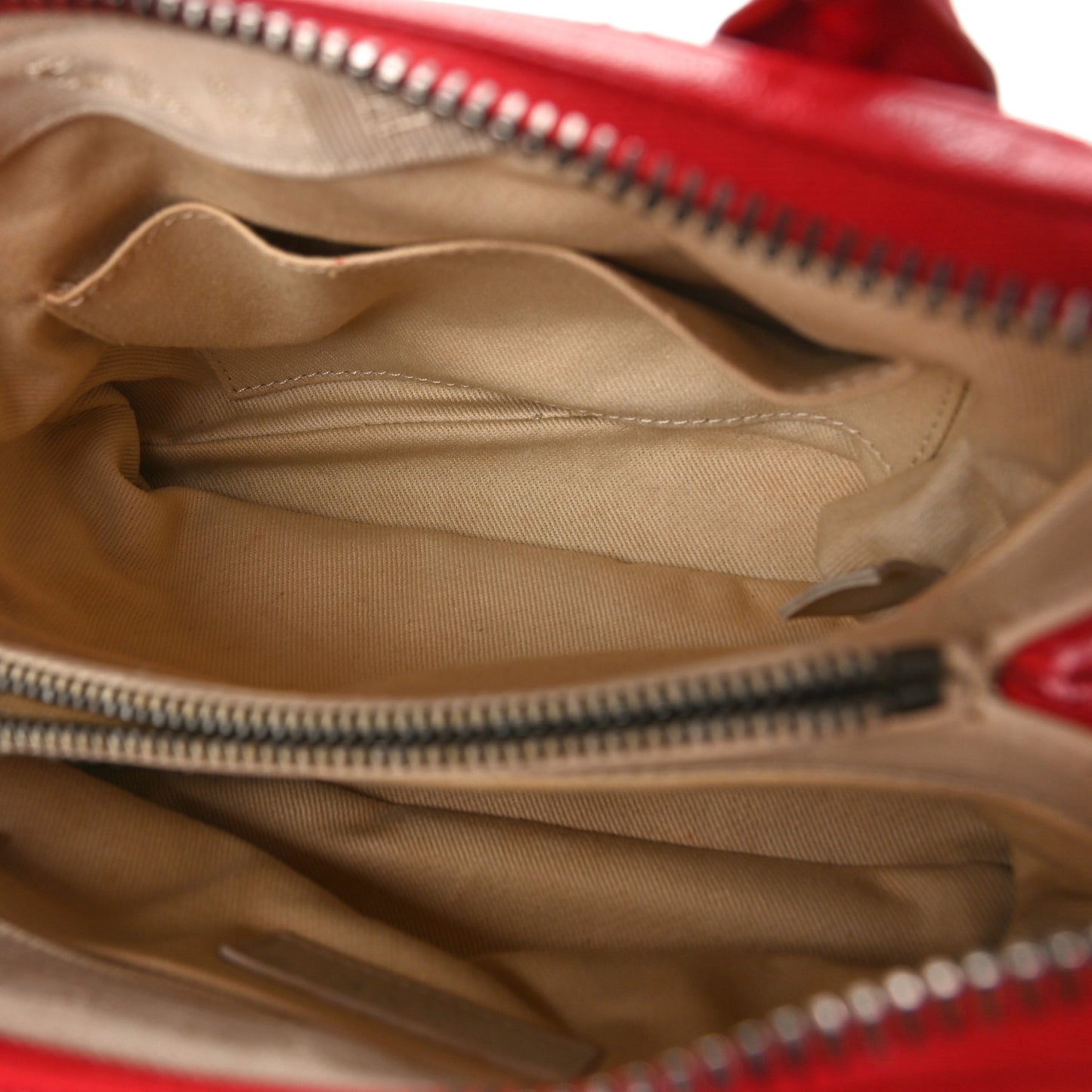 Shiny Sheepskin Quilted Small Shopping Tote Red