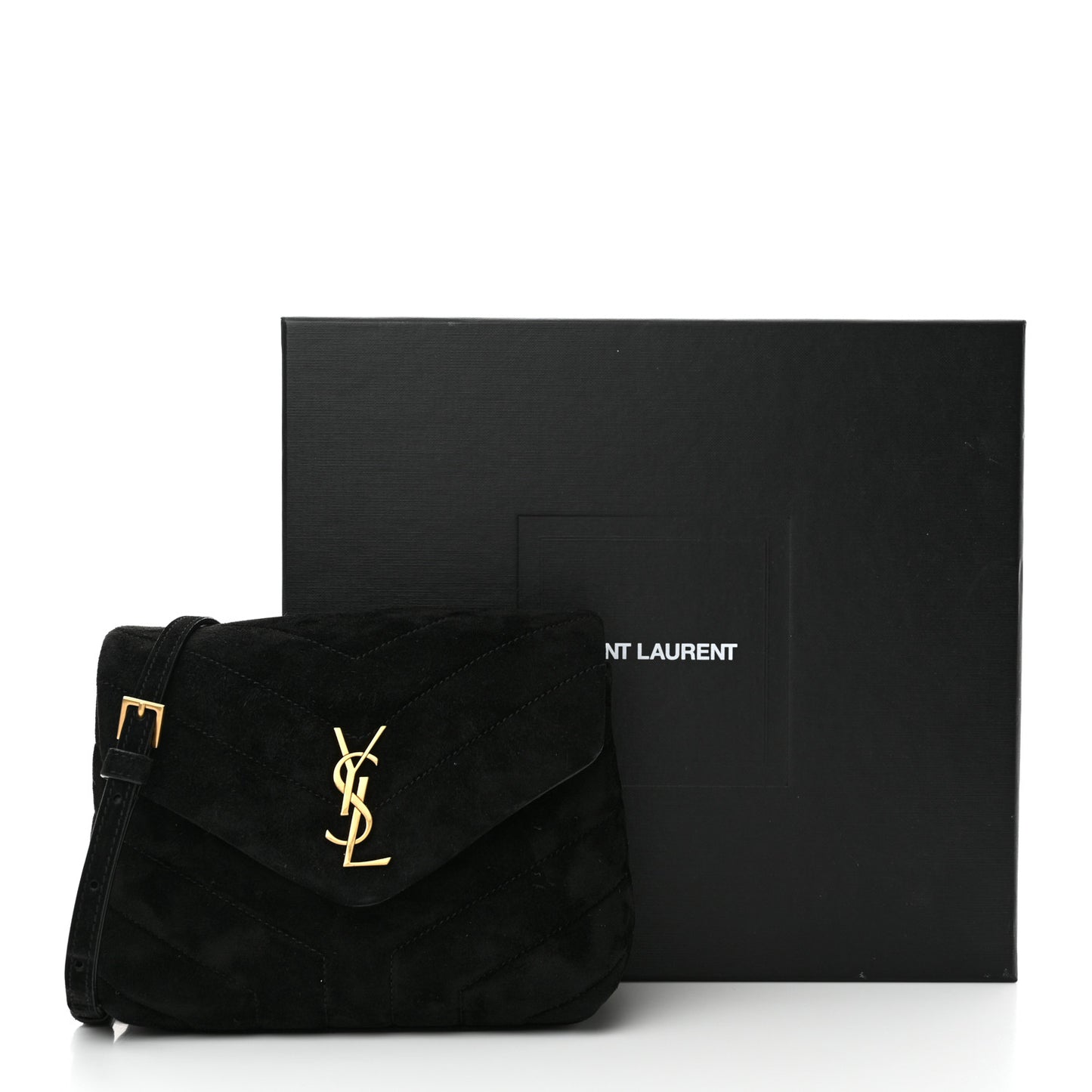 Suede Y Quilted Monogram Toy Loulou Crossbody Bag Black